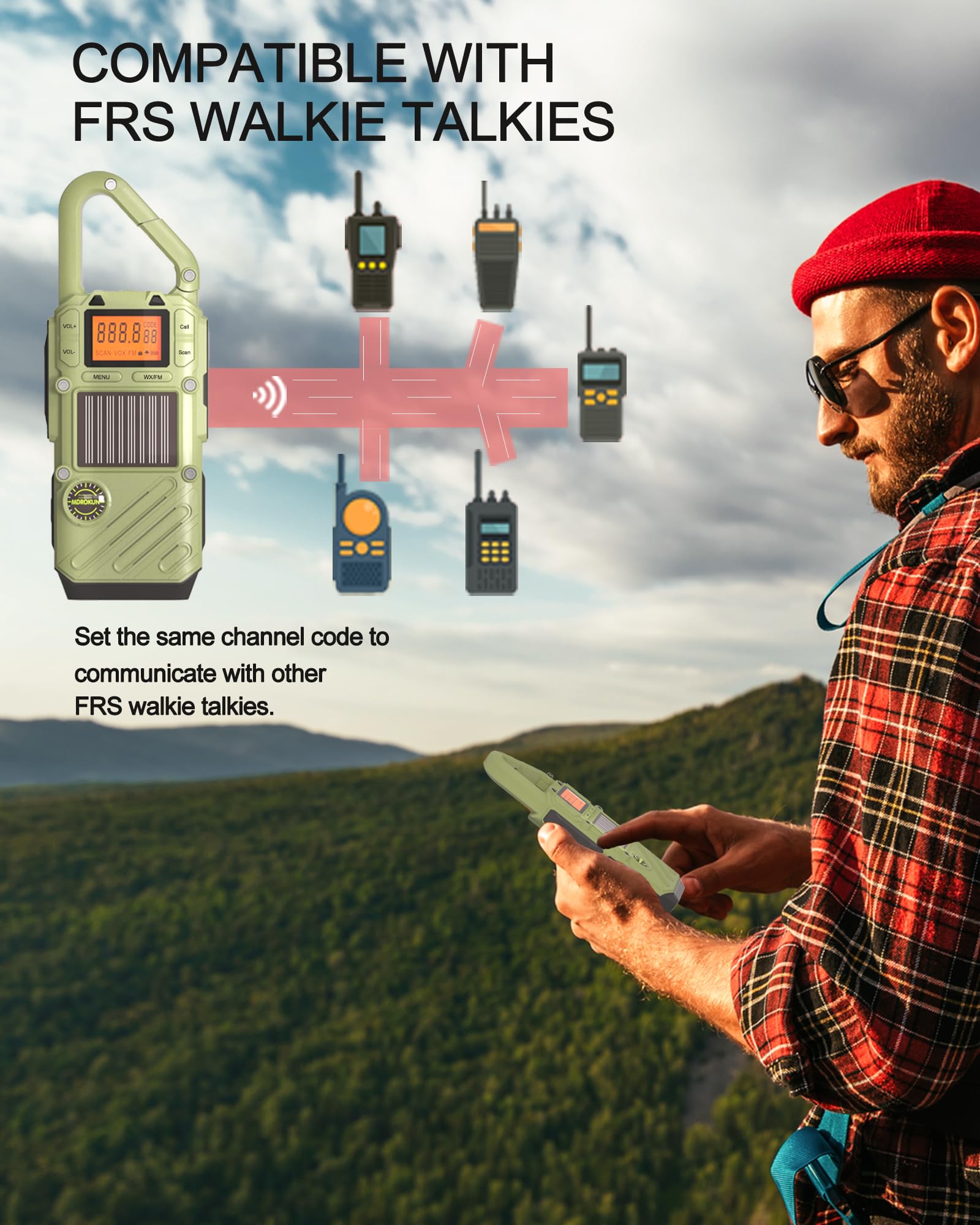 Rechargeable Emergency Radios Walkie Talkies For Adults With Fm/Noaa, Weather Alerts, Led Flashlight, And Solar Hand Crank   Lon