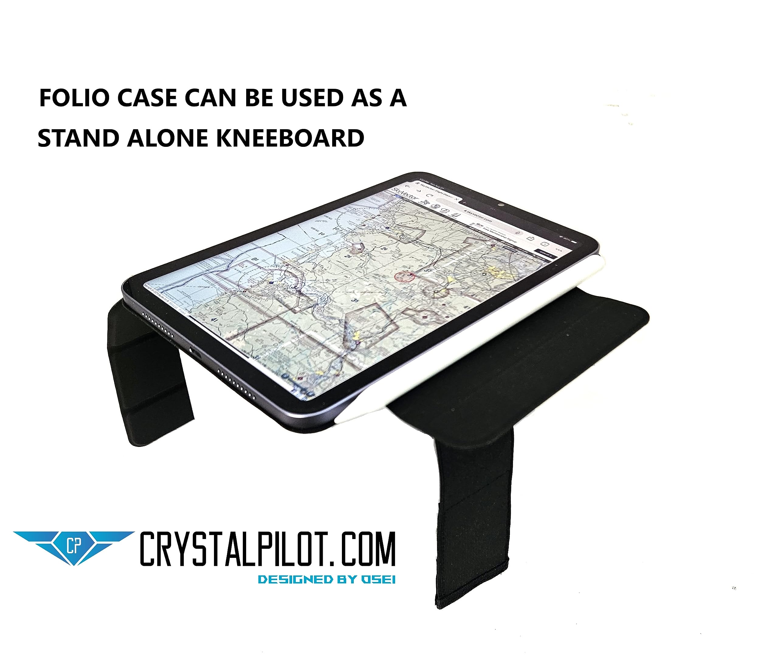 Crystal Pilot Flight Pad 6 Plus. 3 In 1 Tablet Kneeboard With Aluminum Clipboard And Vfr Placard. Compatible With Mini Ipad 6