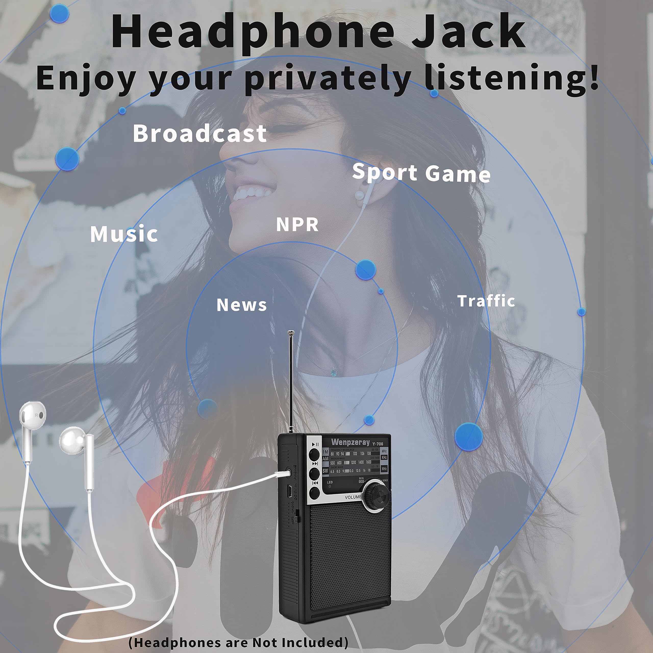 Wenpzeray Y 706 Portable Pocket Radio Am Fm Sw Band Receiver Battery Operated Transistor With Good Loud Sound Small Speaker Supp