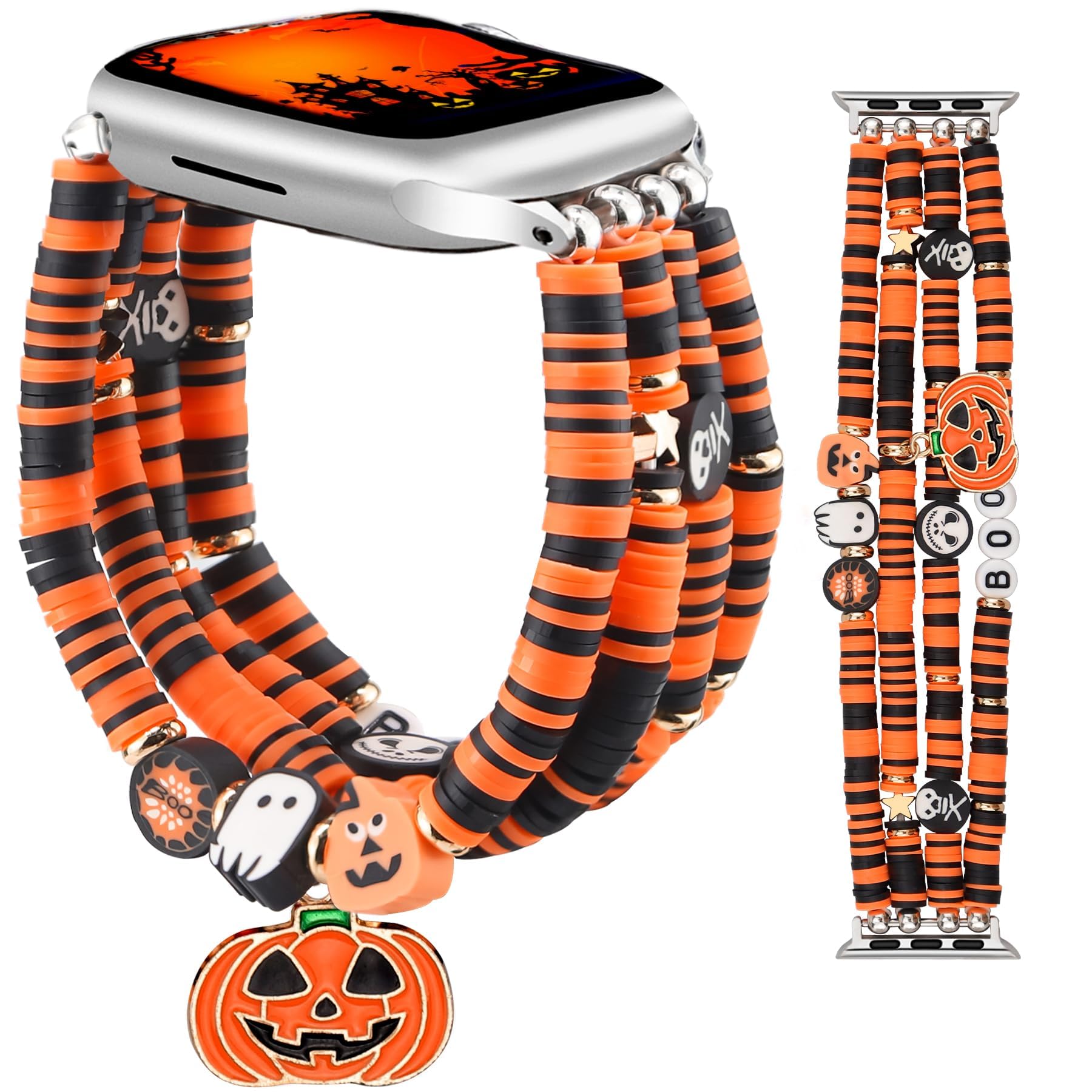 Jr.Dm Halloween Watch Band Compitable With Apple Watch 38Mm 40Mm 41Mm 44Mm 42Mm 45Mm Women Girls Cute Preppy Handmade Beaded Pum