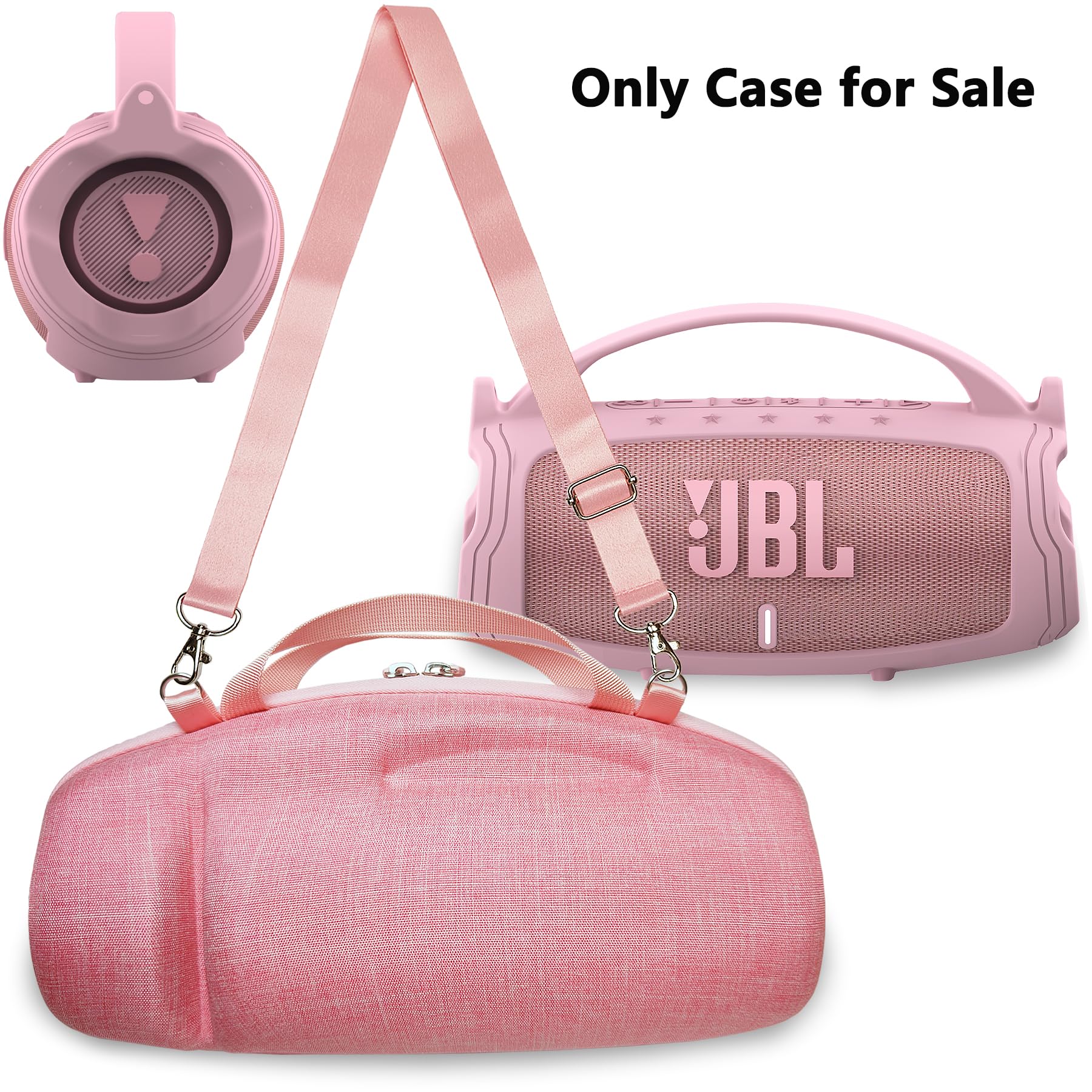 Silicone Cover And Hard Travel Case For Jbl Charge 4 / Charge 5 Portable Bluetooth Speaker Accessories (Pink Case, Not For Wi Fi Version)