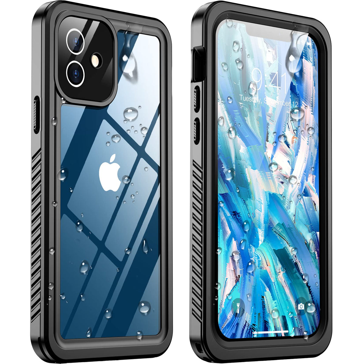 Temdan For Iphone 12 Case Waterproof, [Built In Screen Protector][Ip68 Underwater][13Ft Military Dropproof][Dustproof][Real 360]