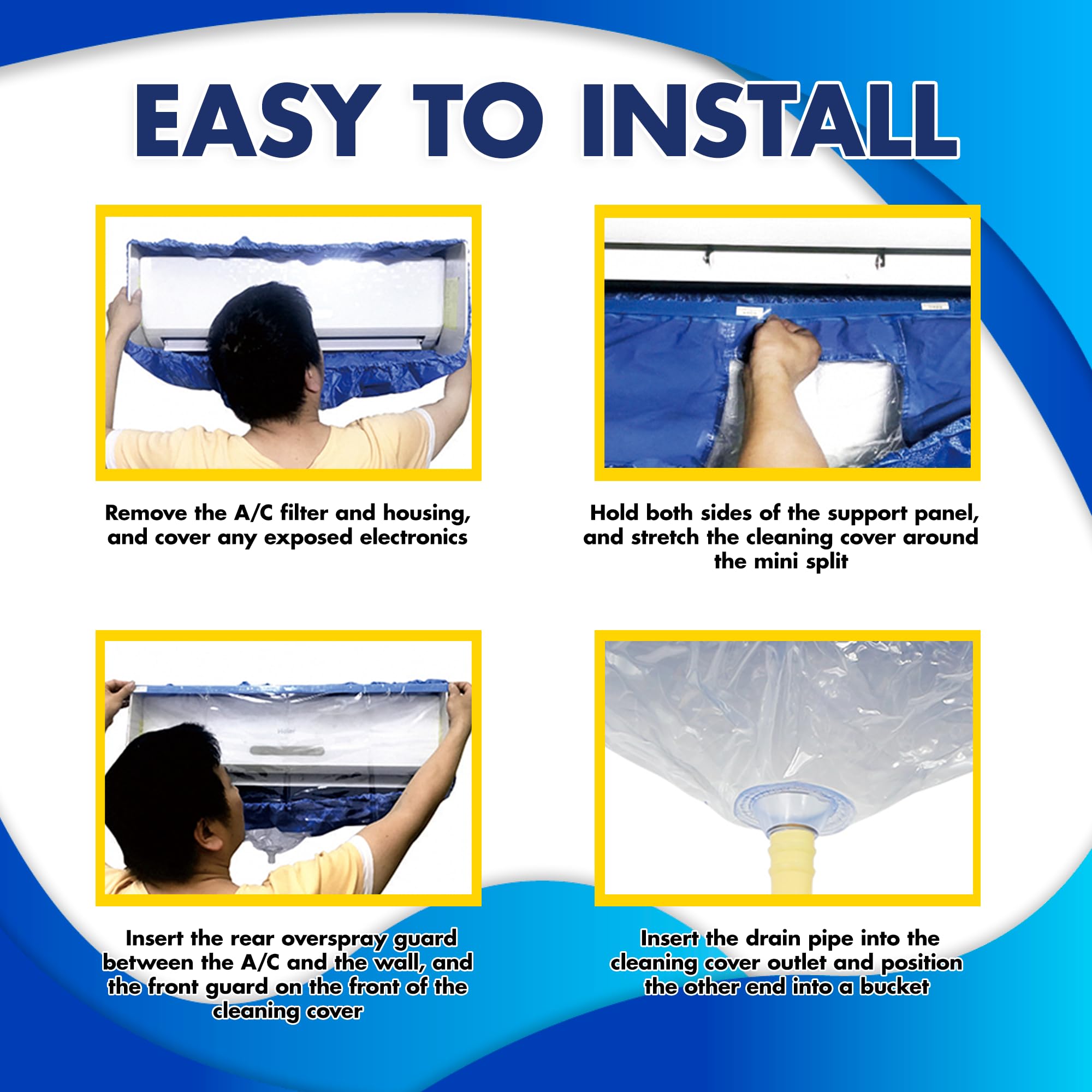 Hvac Guys Mini Split Cleaning Bag Kit | Air Conditioner Cleaning Cover For Mini Split Air Conditioners | Ac Cleaning Bag Fits Sy