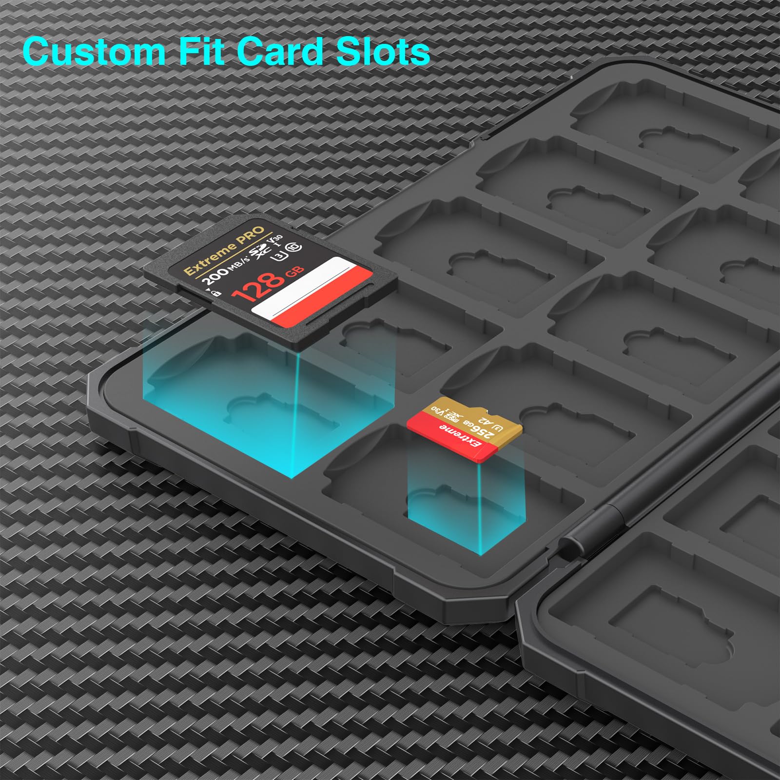 THELIFELICIOUS SD Card Holder Case for 20 SDXC/SDHC & 20 TF Cards, Plastic, Black, Model JM06