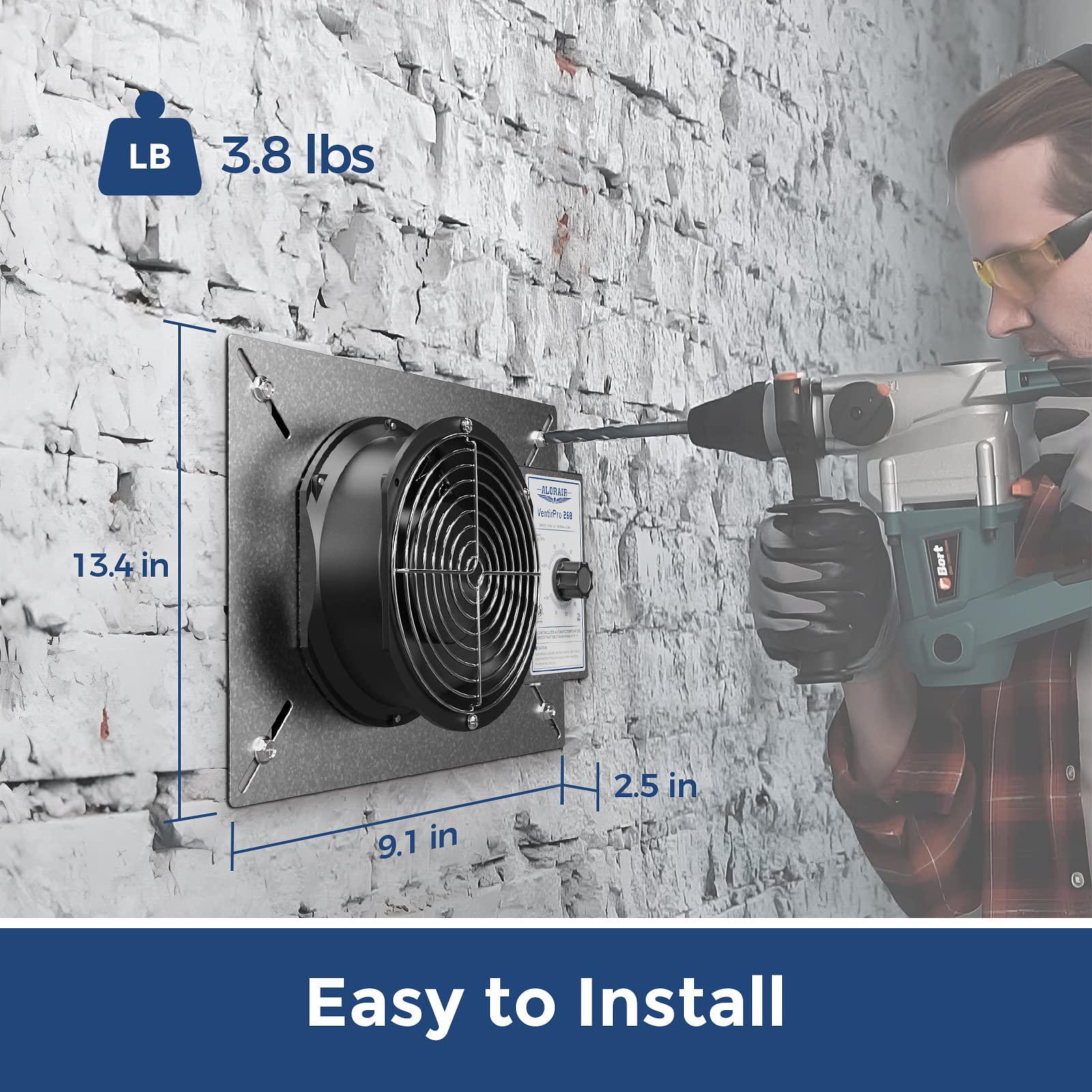 Alorair 260Cfm Crawl Space Ventilator Fan, 6.7 Inch Basement Vent Fan With Humidistat & Thermostat, Ip 55 Rated Isolation Mesh F