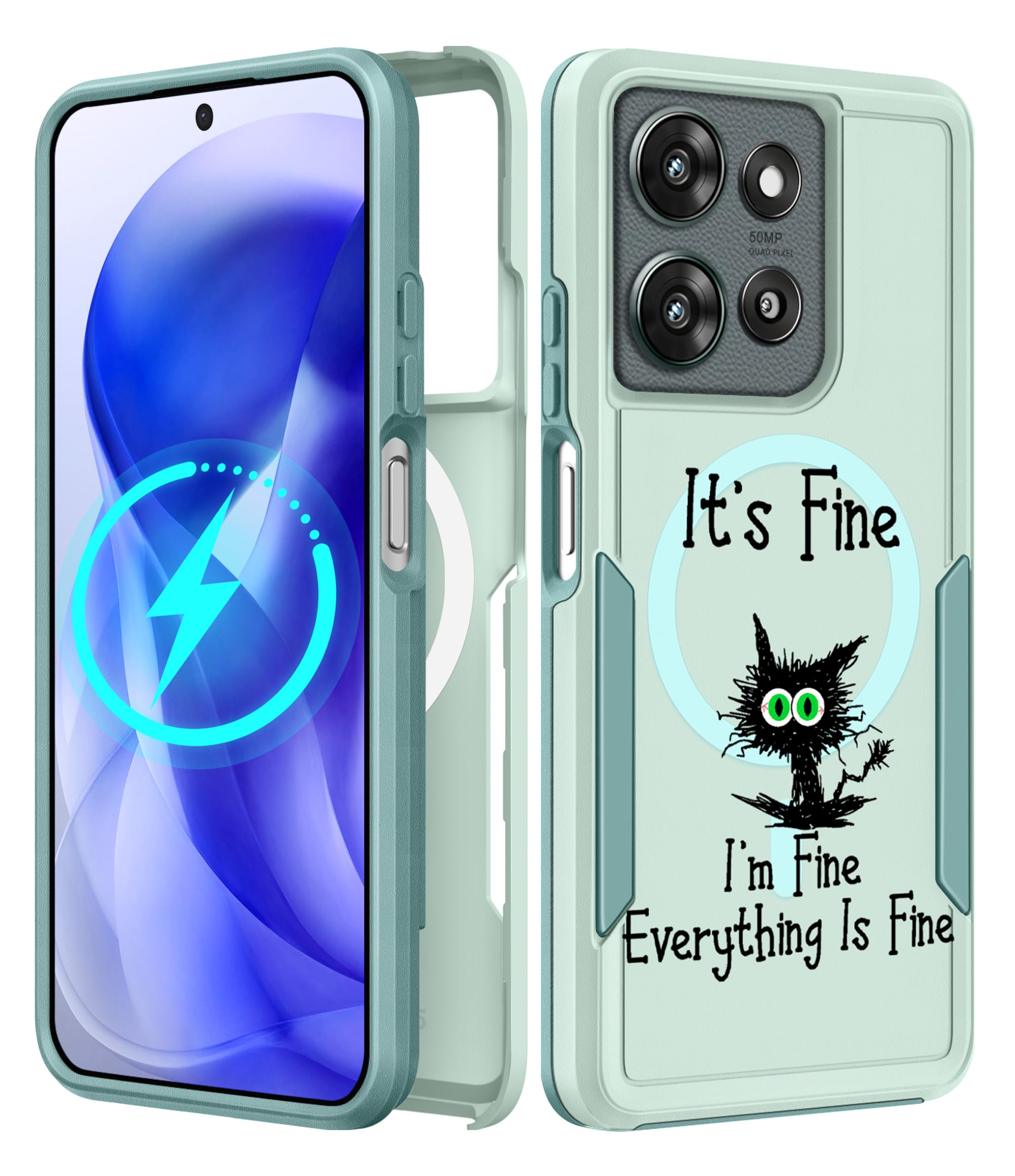 LISEVO for Moto G 2025 Case Women - Compatible with MagSafe Cute Girls Magnetic Protective Phone Cover Cool Kawaii Girly Cat Hea