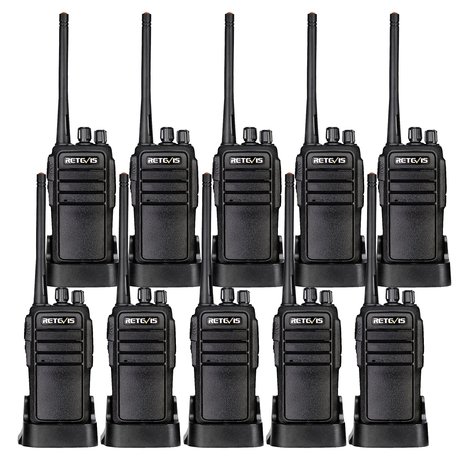 Case of 10,Retevis RT21 Updated 3000mAh 2 Way Radio Rechargeable, Heavy Duty Two Way Radio Long Range, 16CH VOX Handfree Adults 