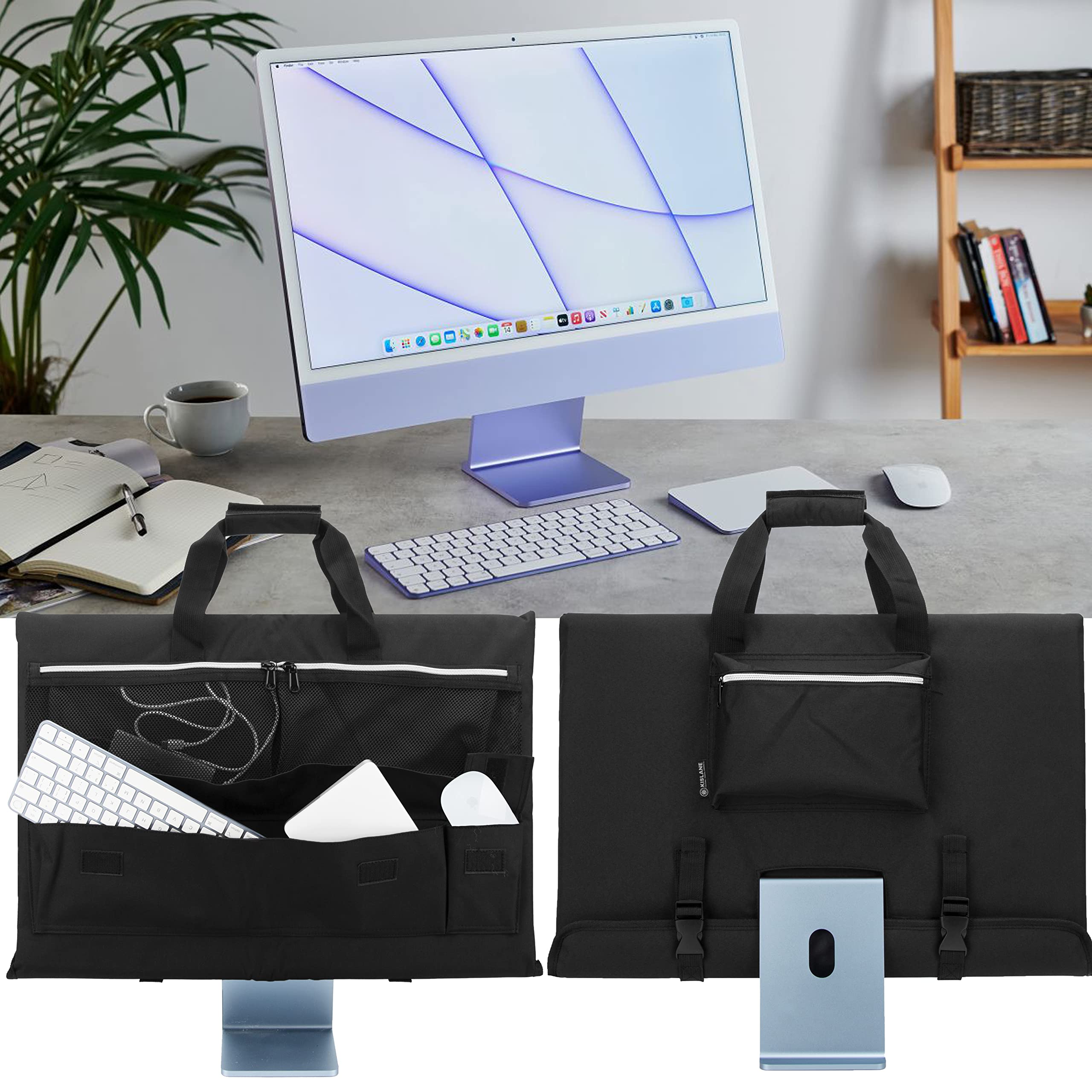 Kislane Travel Carrying Case For 24'' Imac Desktop Computer, Protective Storage Bag For Imac Monitor Dust Cover With Carry Handl