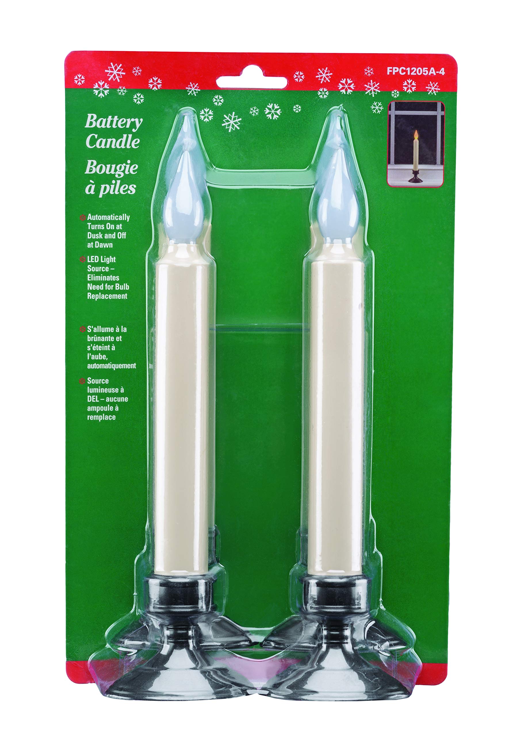 Xodus Innovations Fpc1205A 4 Battery Operated Led Window Candle, Dusk To Dawn Light Sensor, Aged Bronze Plastic Base, Amber Flic