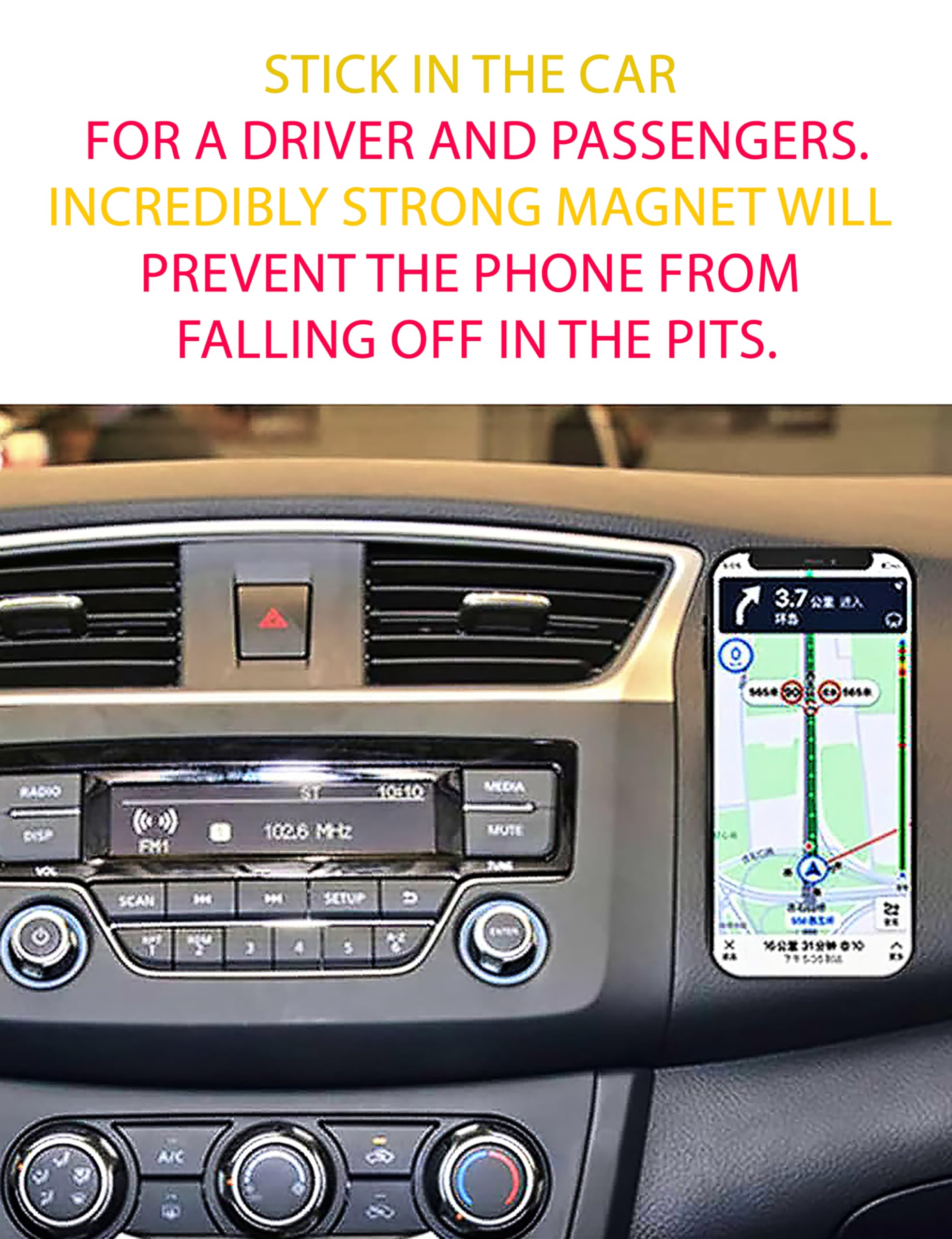 Salex Compatible With Magsafe Car Mount For Dashboard, Wall, Fridge, Truck, Mirror 2 Pack. Stick On Magnetic Phone Mount For Iph