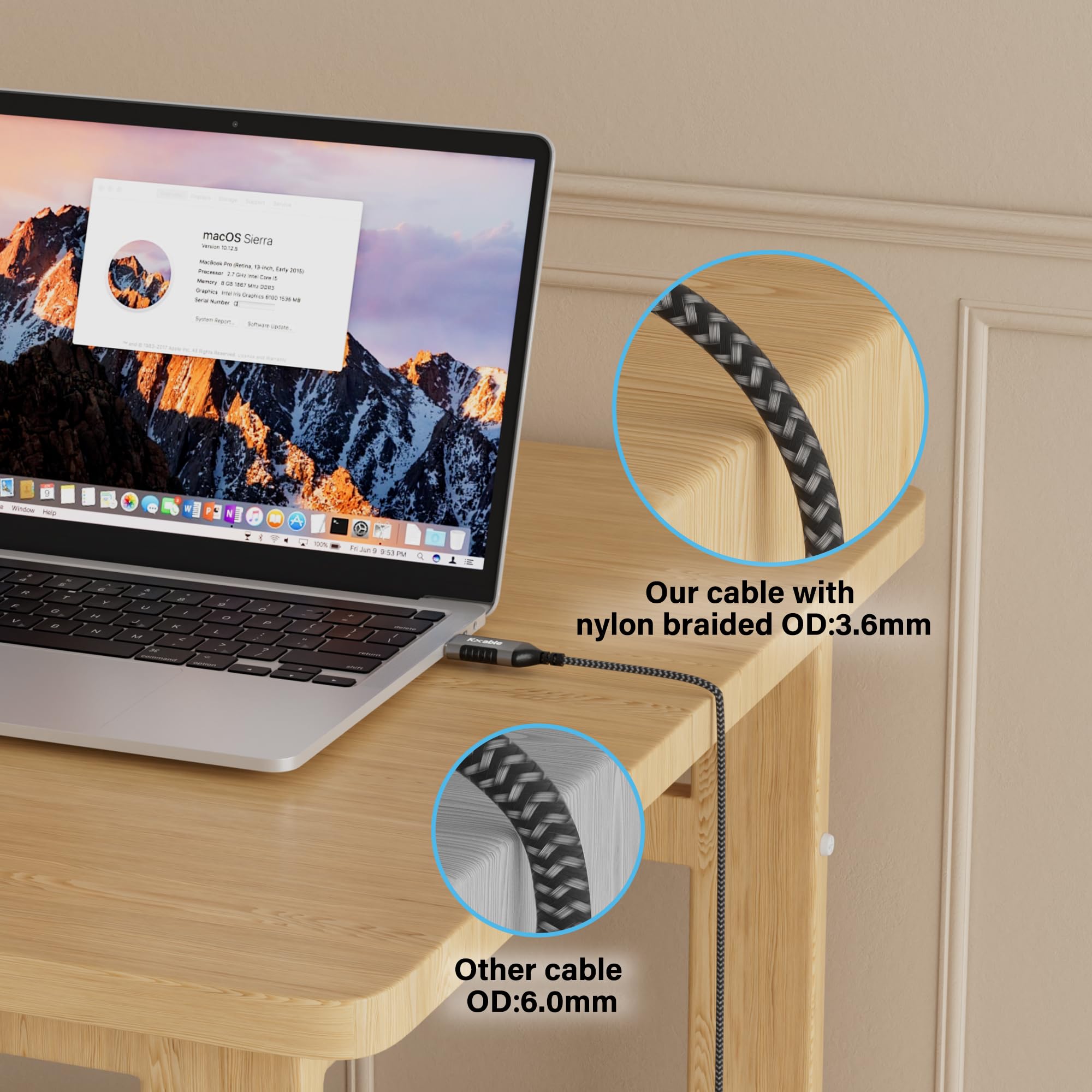 Slim Usb To Ethernet Cable 6 Ft, Usb 3.0 A To Rj45 Thin Cord, Directly Connected, Aluminum, Braided, Ofc, Usb To Rj45 Gigabit La