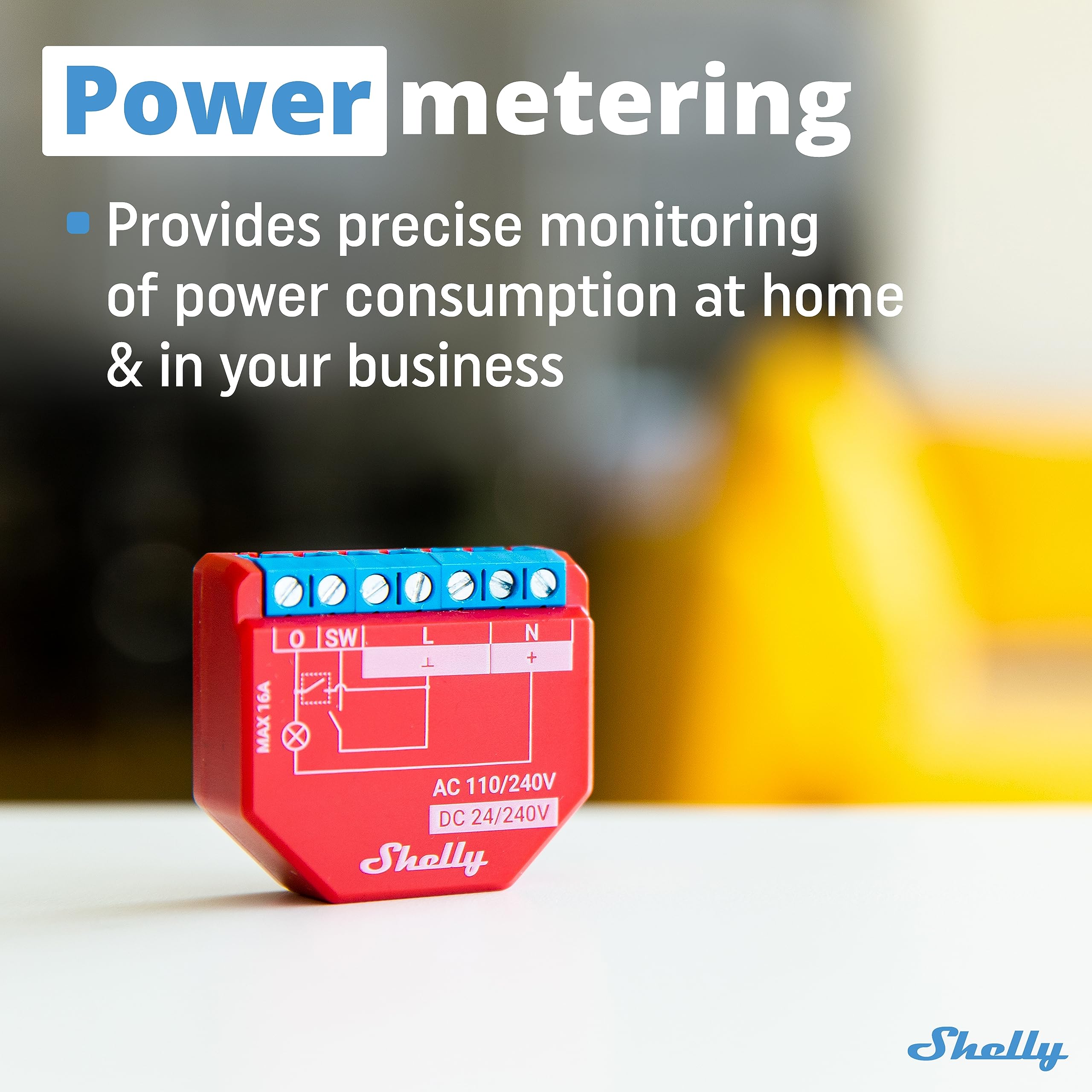 Shelly Plus 1Pm Ul | Wifi Smart Relay Switch With Power Metering Function | Bluetooth Gateway | Home Automation | Compatible Wit