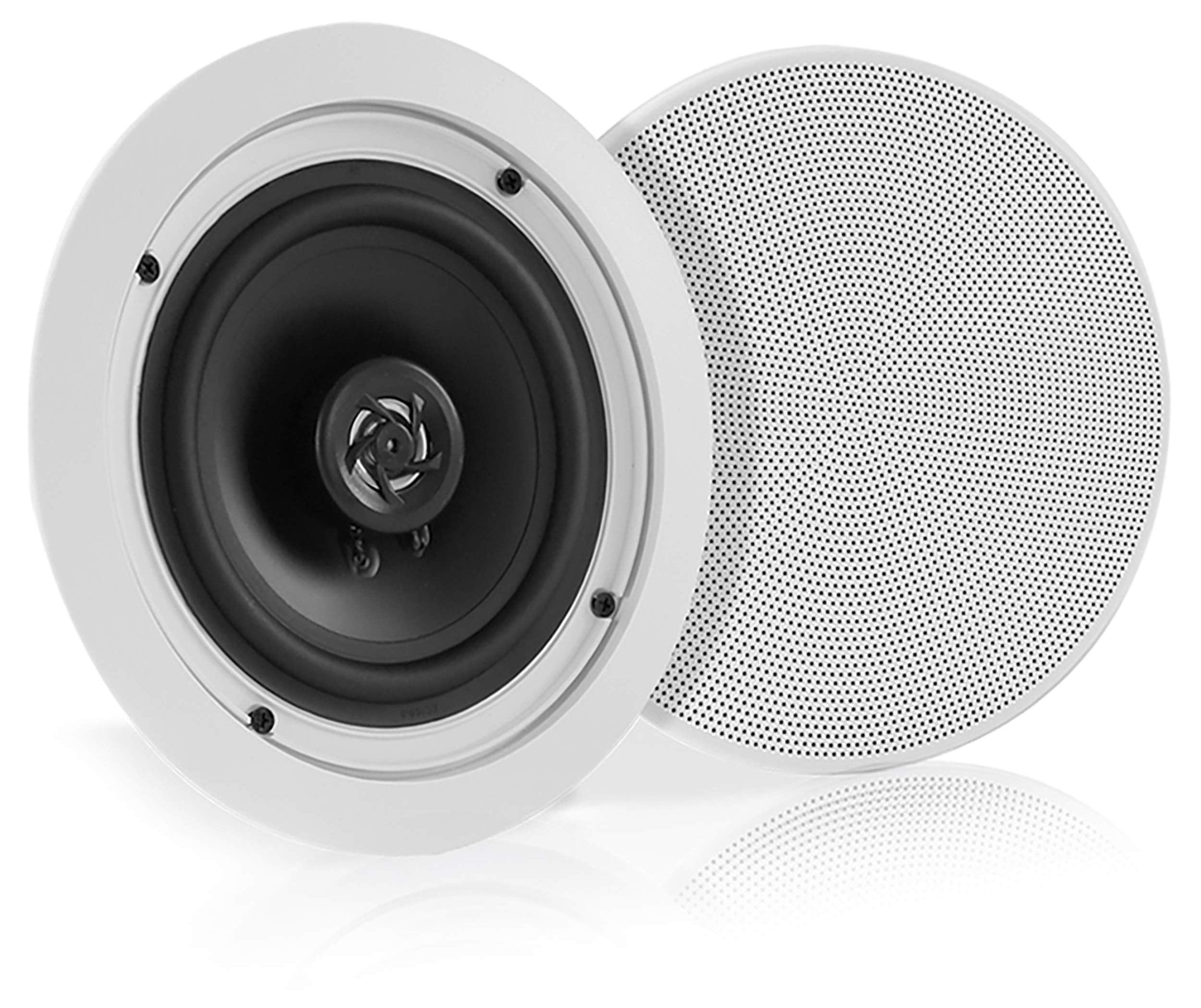 Pyle 5.25    Pair Bluetooth Flush Mount In-wall In-ceiling 2-Way Speaker System Quick Connections Changeable Round/Square Grill 