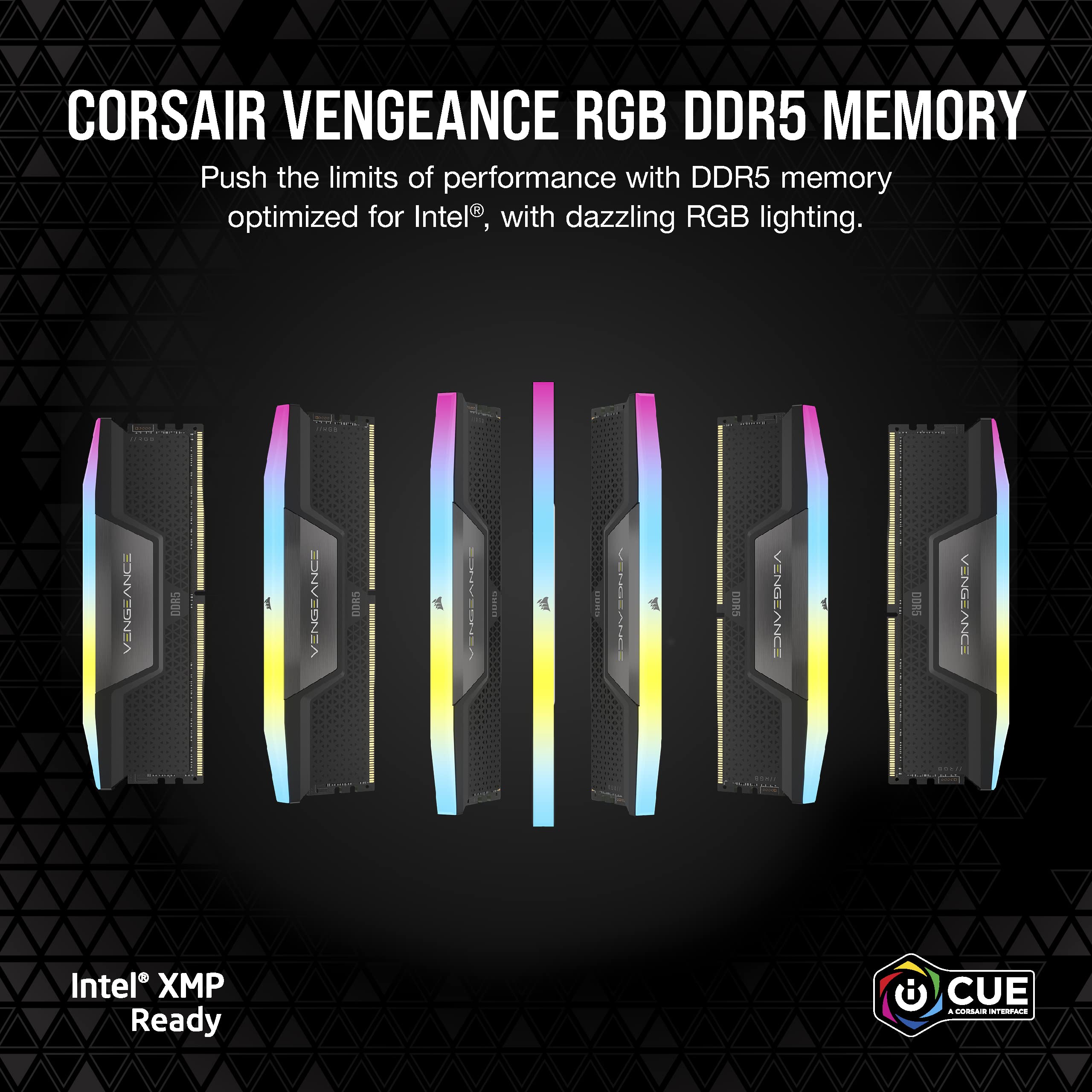 Corsair Vengeance Rgb Ddr5 Ram 64Gb (4X16Gb) 6400Mhz Cl32 Intel Xmp Icue Compatible Computer Memory - Black (Cmh64Gx5M4B6400C32)