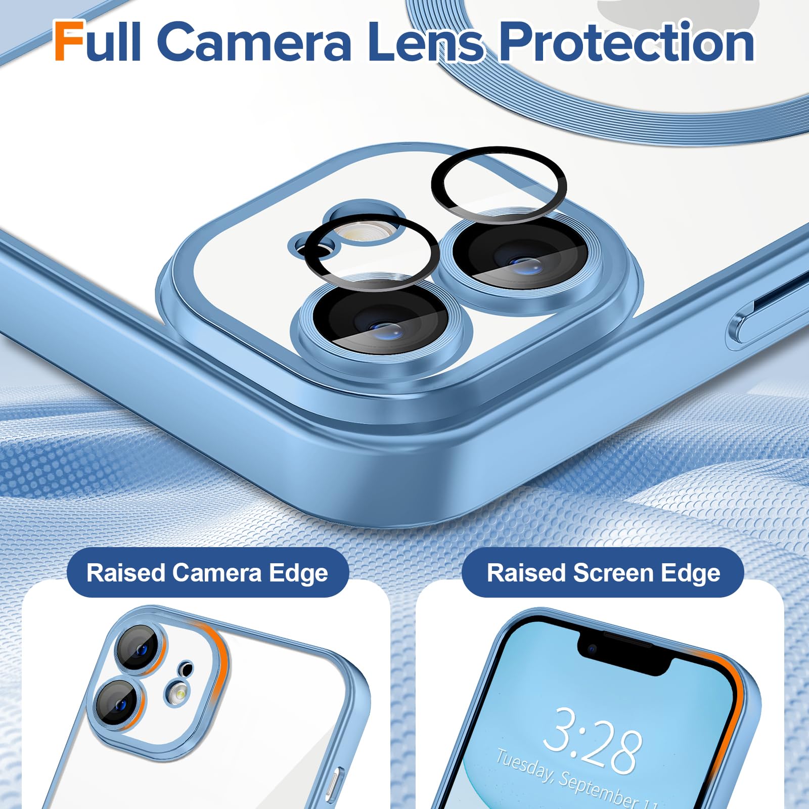 Hython Magnetic Clear Case For Iphone 11 Case With Camera Lens Protector [Compatible With Magsafe] Plating Edge Slim Soft Tpu Co