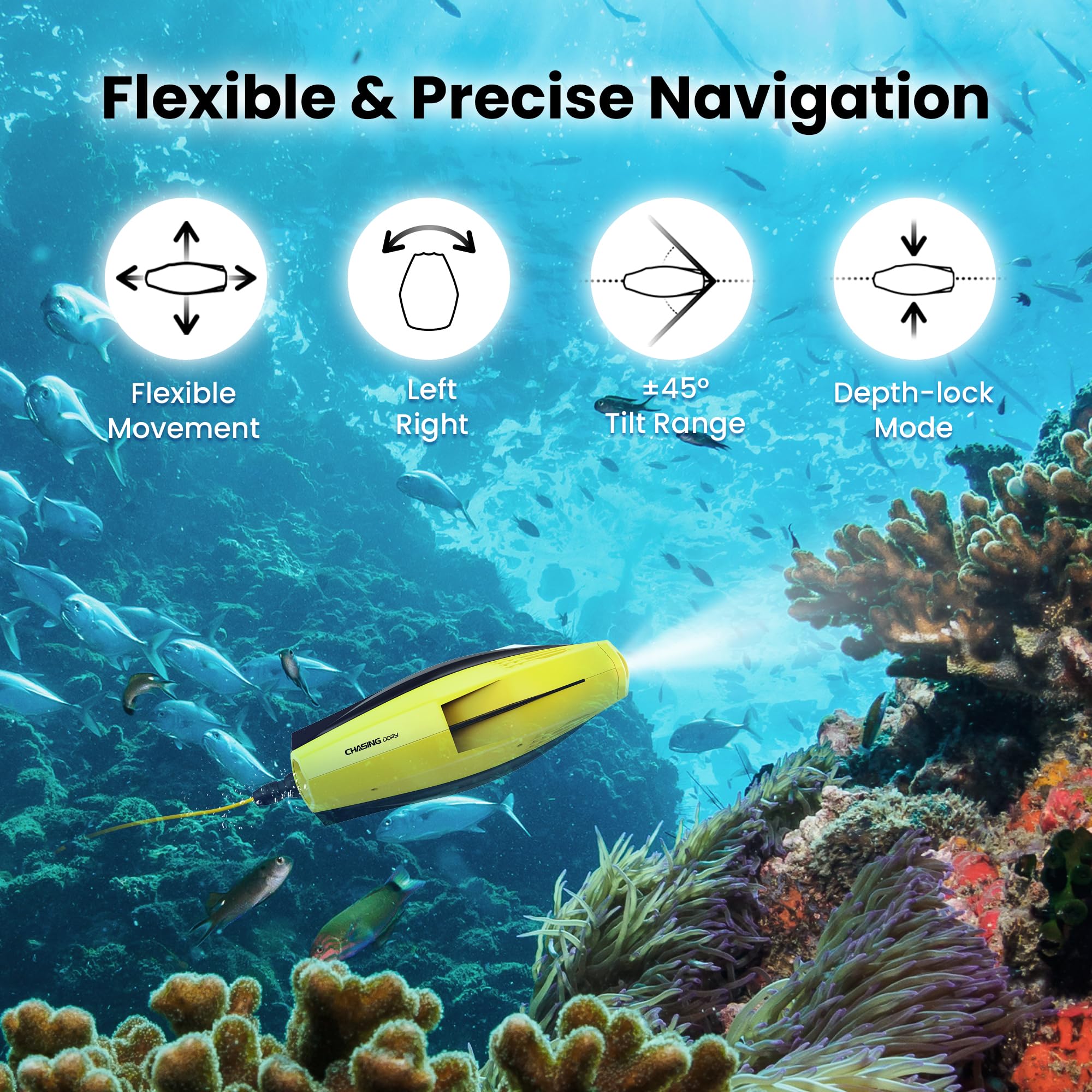 Chasing Dory Underwater Drone - Palm-Sized 1080P Full Hd Underwater Drone With Camera For Real Time Viewing, App Remote Control