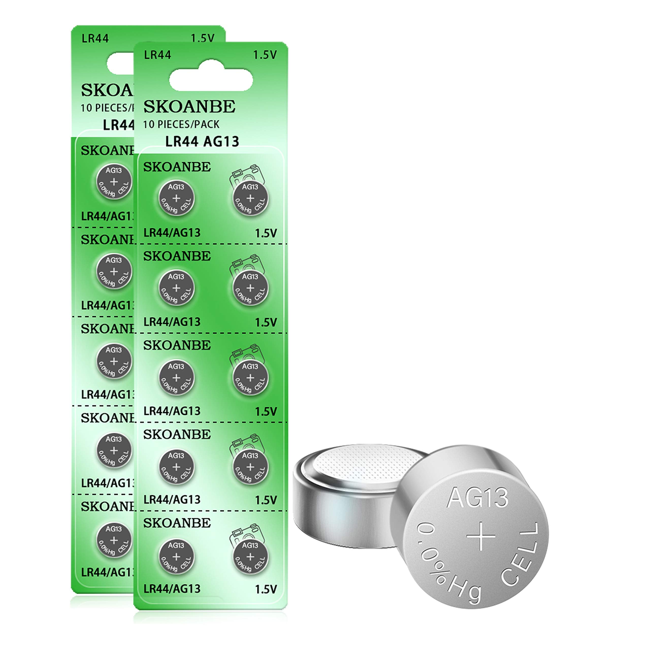 Skoanbe 20Pcs Ag13 Lr44 A76 Sr44 303 357 1.5V Button Coin Cell Battery