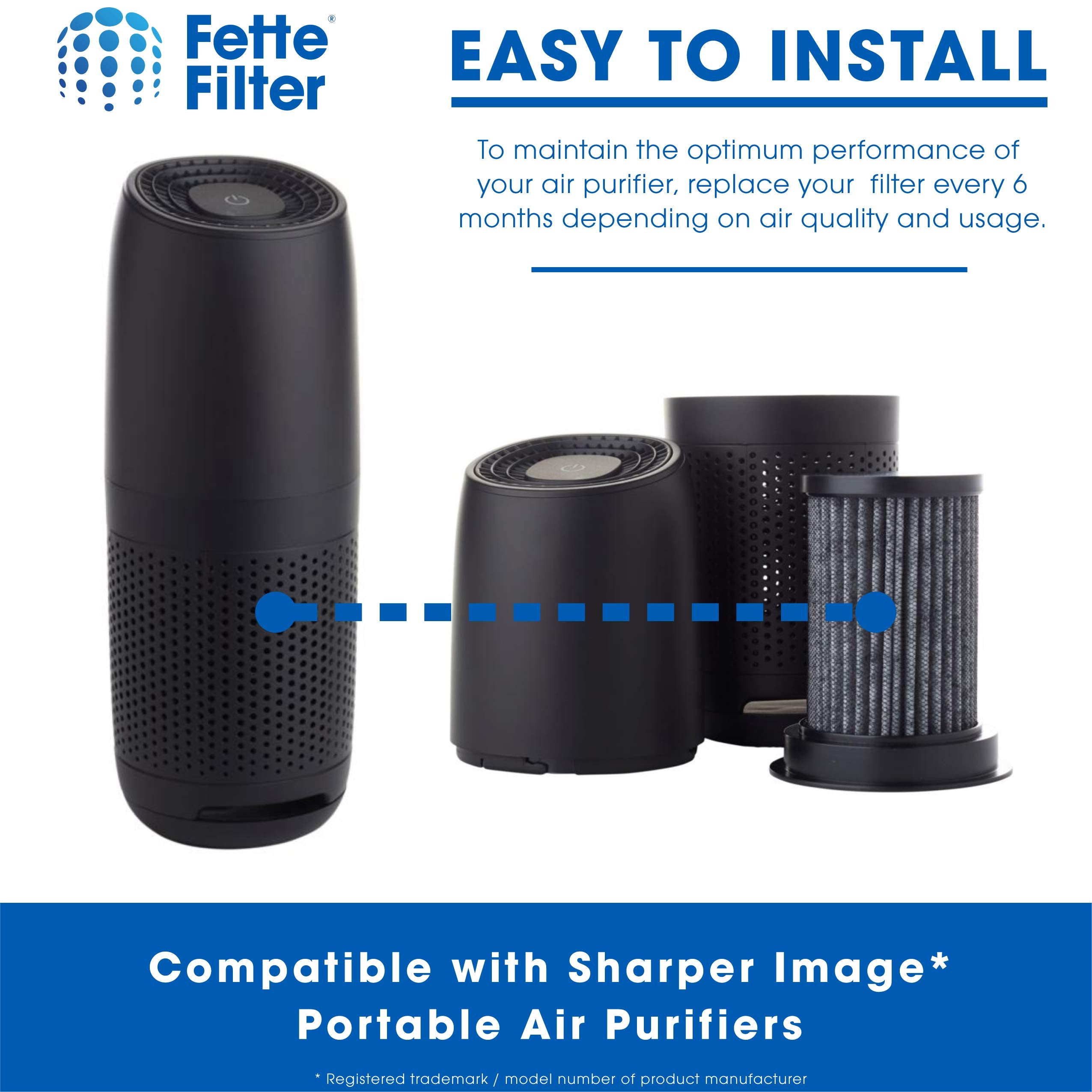 Fette Filter   True Hepa Filter Replacement Compatible With Sharper Image Usb Powered Portable Air Purifier (2 Qty)