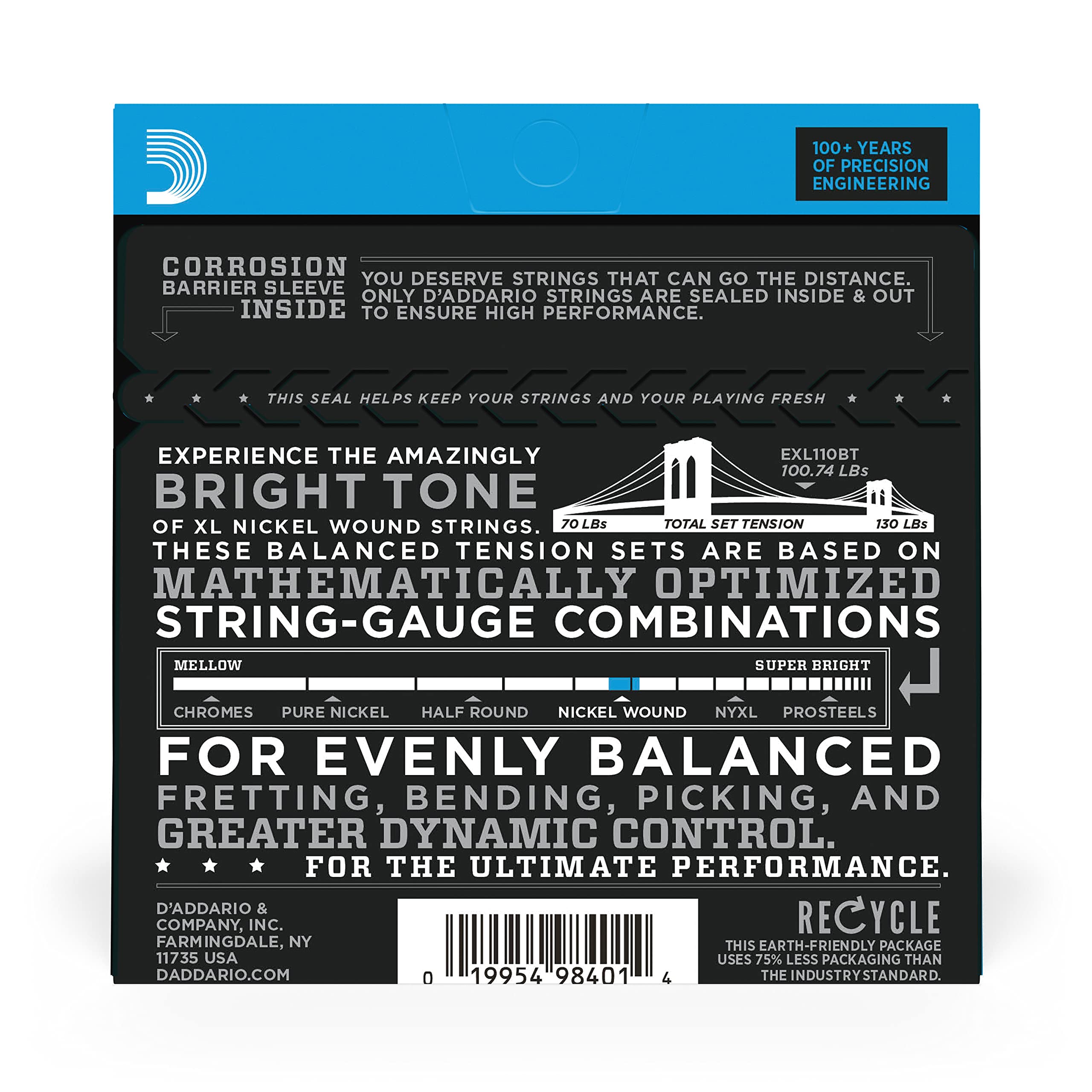 D'Addario Guitar Strings   Xl Nickel Electric Guitar Strings   Exl110Bt   Perfect Intonation, Consistent Feel, Reliable Durabili