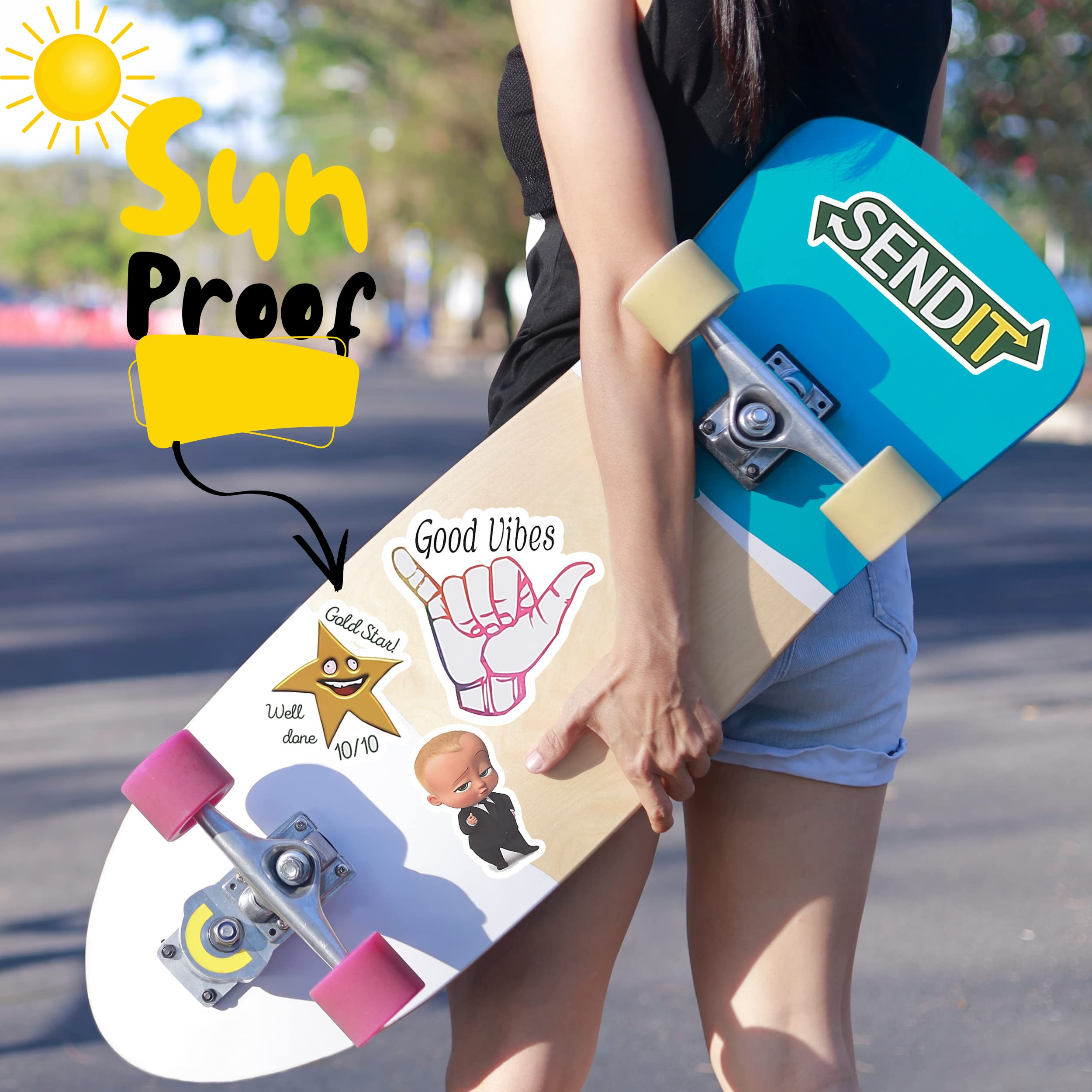 Mr. Pen Funny Stickers Pack - 131 Memes, Water Bottle Vinyl Stickers, Multicolor Humor Stickers for Adults