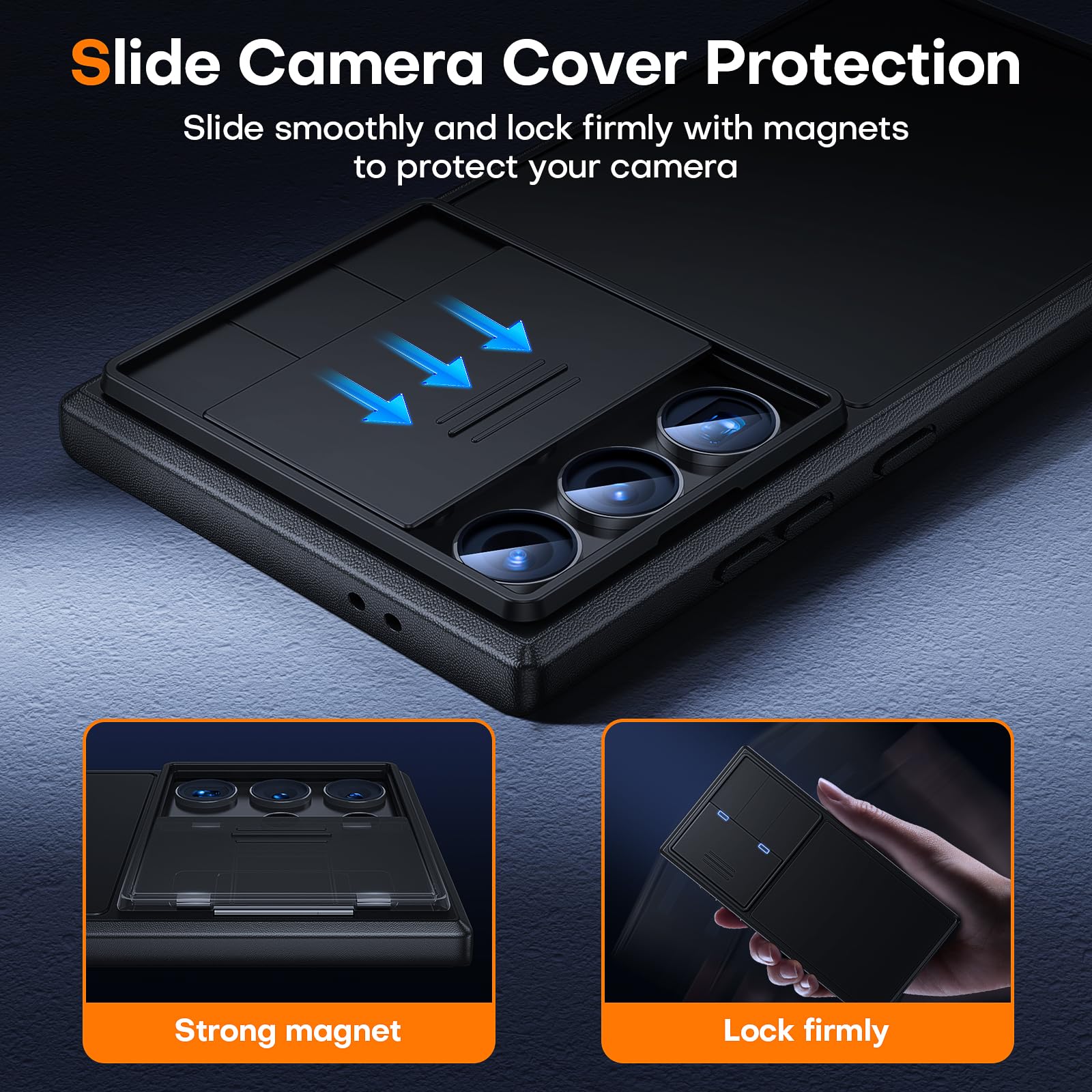 Tauri Kickstand For Samsung Galaxy S24 Ultra Case With Camera Cover, [Rugged Drop Protection] [Slide Camera Cover], Protective H