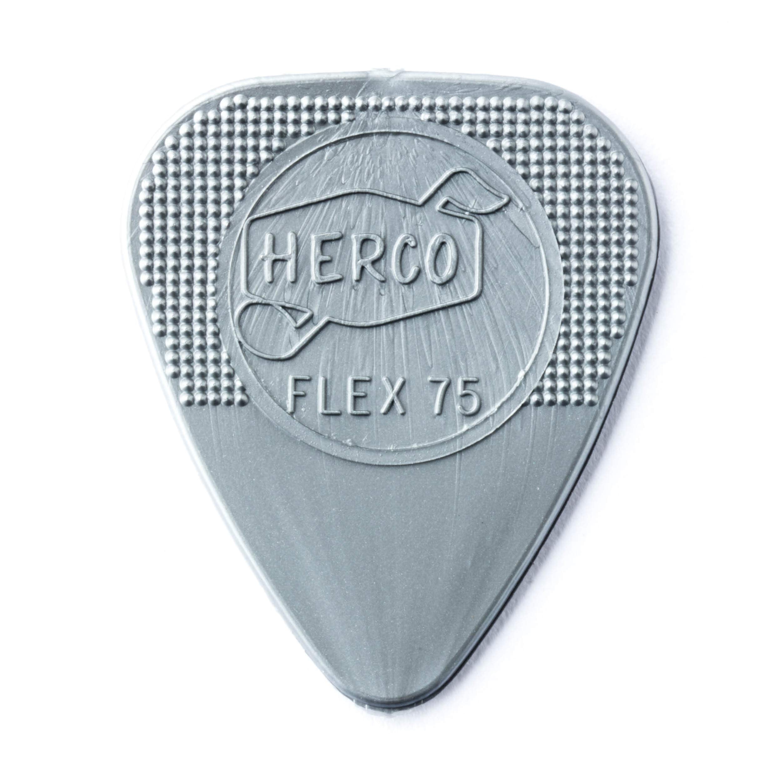 Herco He211P Flex 75 Nylon Flat Picks, Silver, Heavy, 12/Player'S Pack