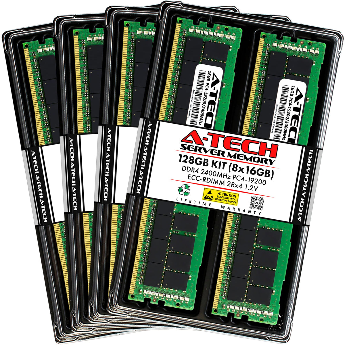 A-Tech 128Gb Kit (8X16Gb) Ddr4 2400Mhz Pc4-19200 Ecc Rdimm 2Rx4 1.2V Dual Rank Ecc Registered Dimm 288-Pin Server & Workstation 