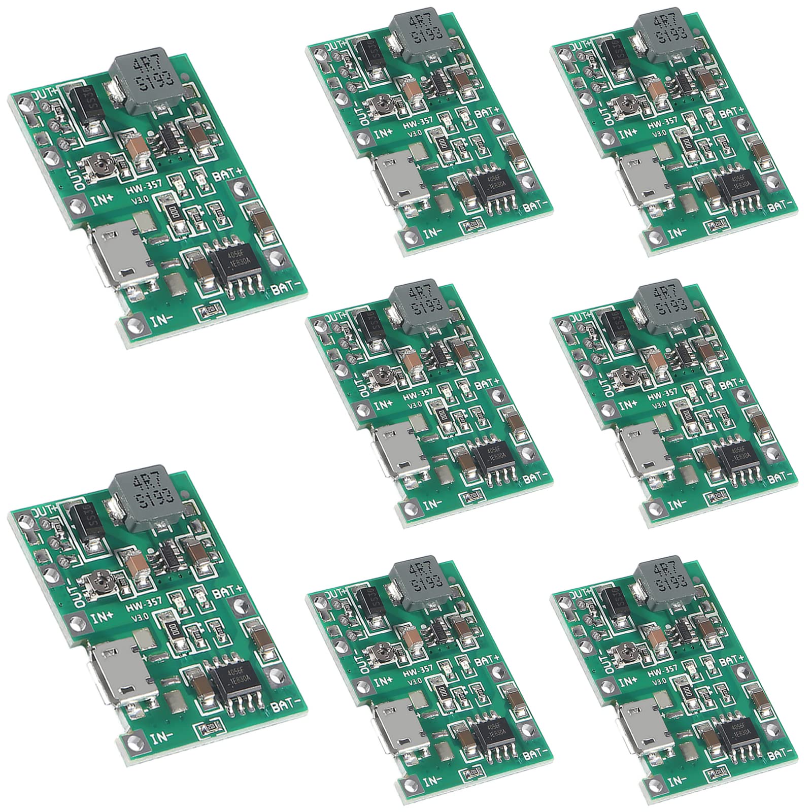 Aitiao 8Pcs 2A Usb 18650 Lithium Li Ion Battery Charger Module Adjustable Boost Module Dc Dc 3.7V To 5V 9V 12V Step Up Boost Mod