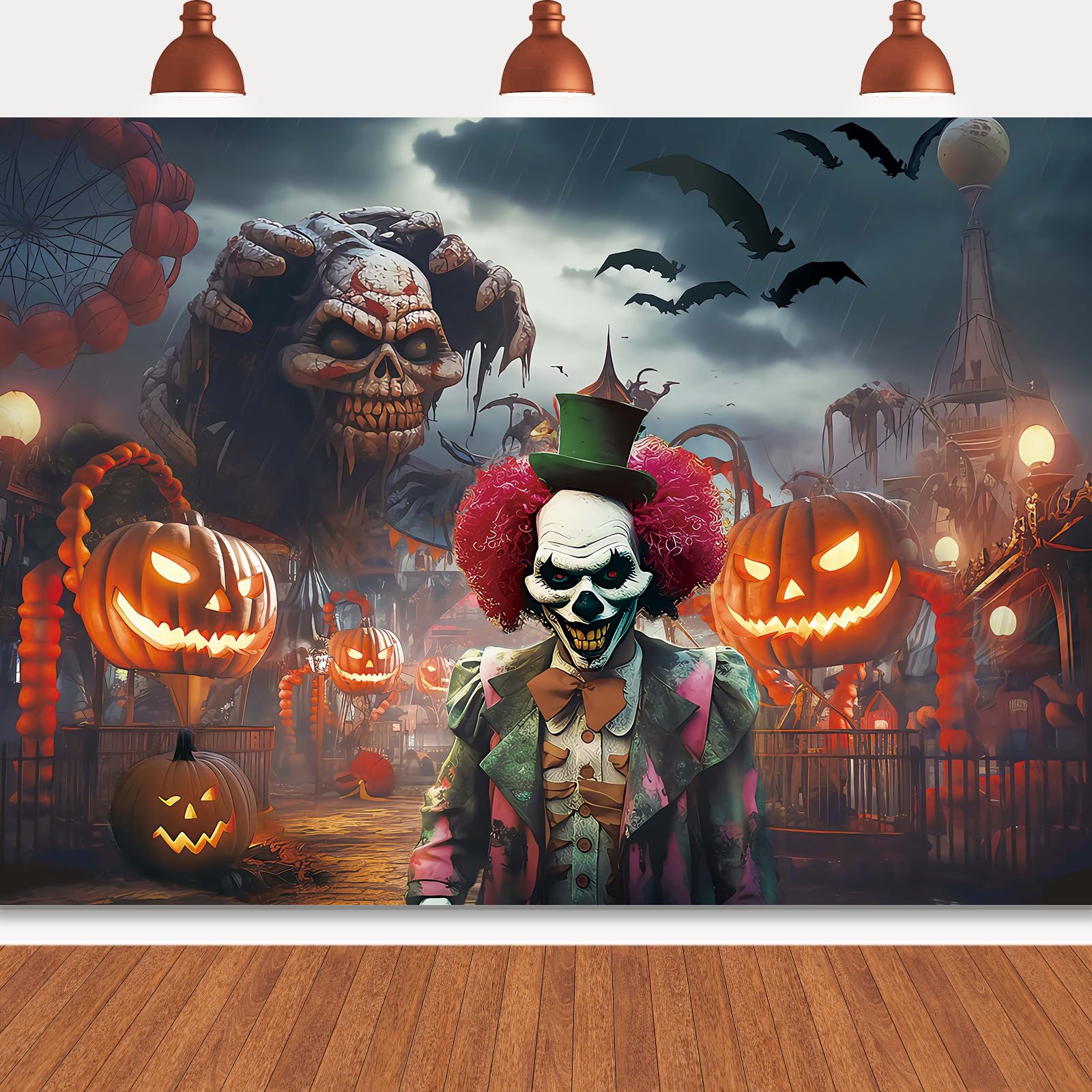 Horror Circus Halloween Backdrop,7X5Ft | Halloween Clown Backdrop Halloween Scary Clown Banner Evil Clown Backdrop Creepy Scary