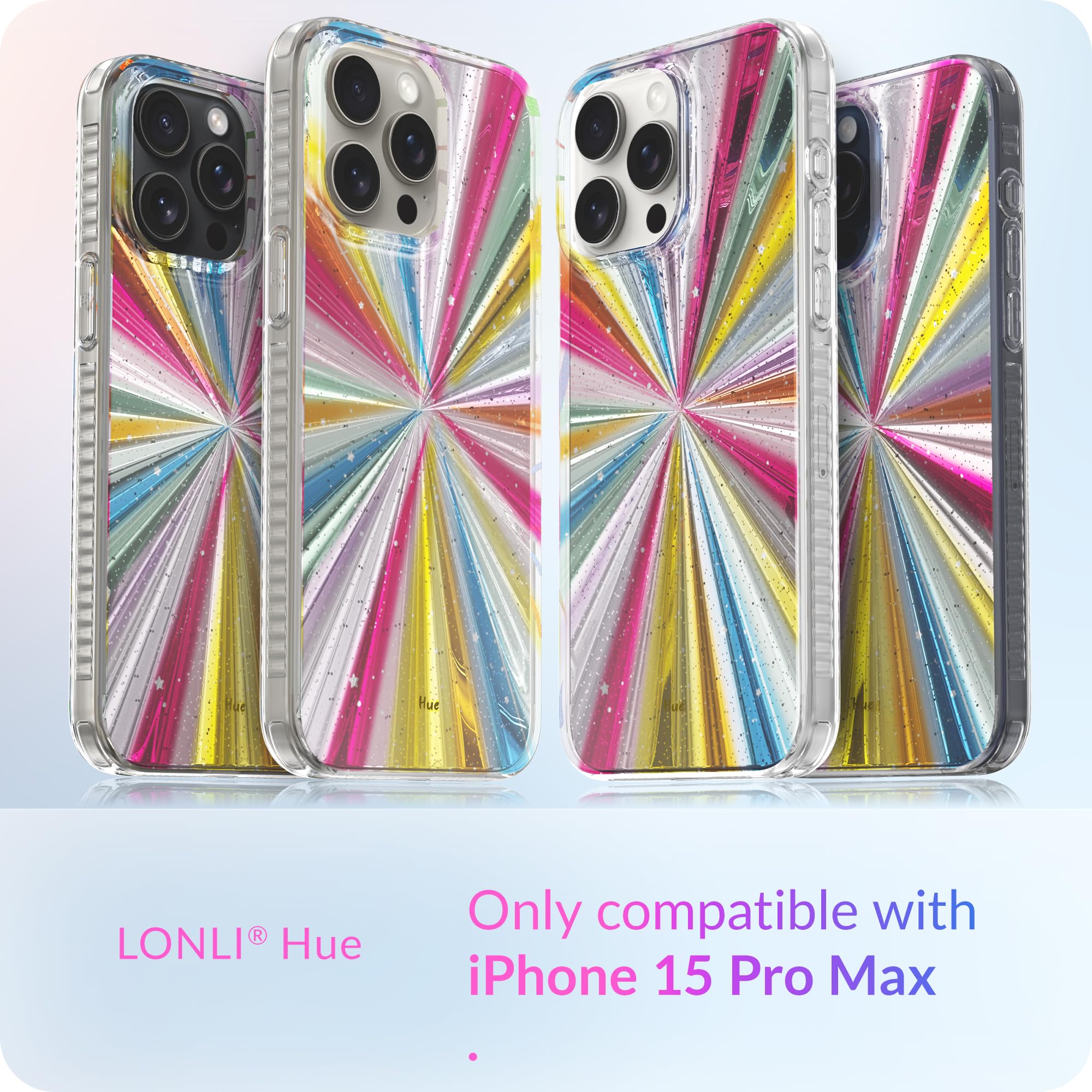 Lonli Hue   For Iphone 15Pro Max Case   Cosmic Porta [10Ft Drop Protection]   Shockproof Cover With Color Changing Effect | Cute