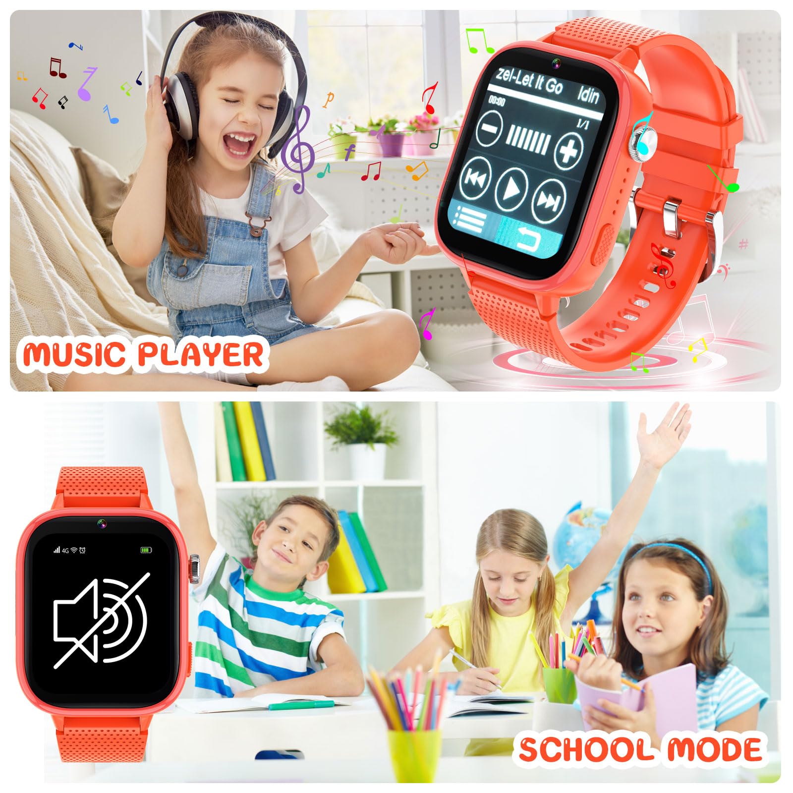 Okyuk 4G Smartwatch, Kids Watch For Kids With Sim Card, 47 Exciting Games, Two Way Calling Feature, Sos Emergency Call Button Id