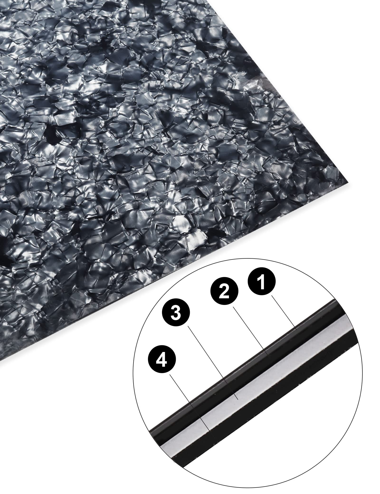 Mr.Power 11.6 X 17 Inch Diy Blank Guitar Bass Pickguard Material Scratch Plate Sheet Backplate For Strat Tele Fender Guitar Jazz P Bass Custom (4Ply Gray Pearl)