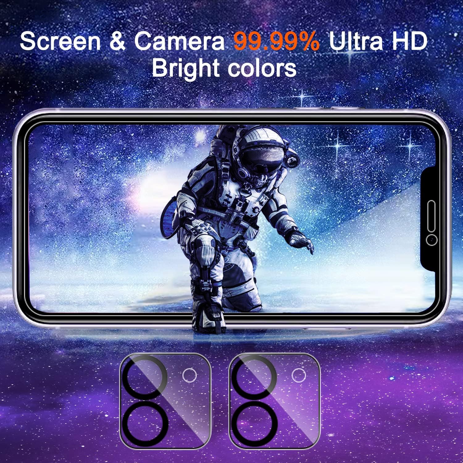 Ferilinso 4 Pack Privacy Screen Protector For Iphone 11 With 2 Pack Camera Lens Protector, 2 Pack Anty  Spy Tempered Glass Film