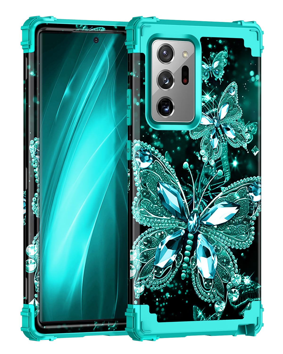 Miqala for Galaxy Note 20 Ultra Case,Glow in The Dark Three Layer Heavy Duty Shockproof Full Body Protection Hard Plastic Bumper