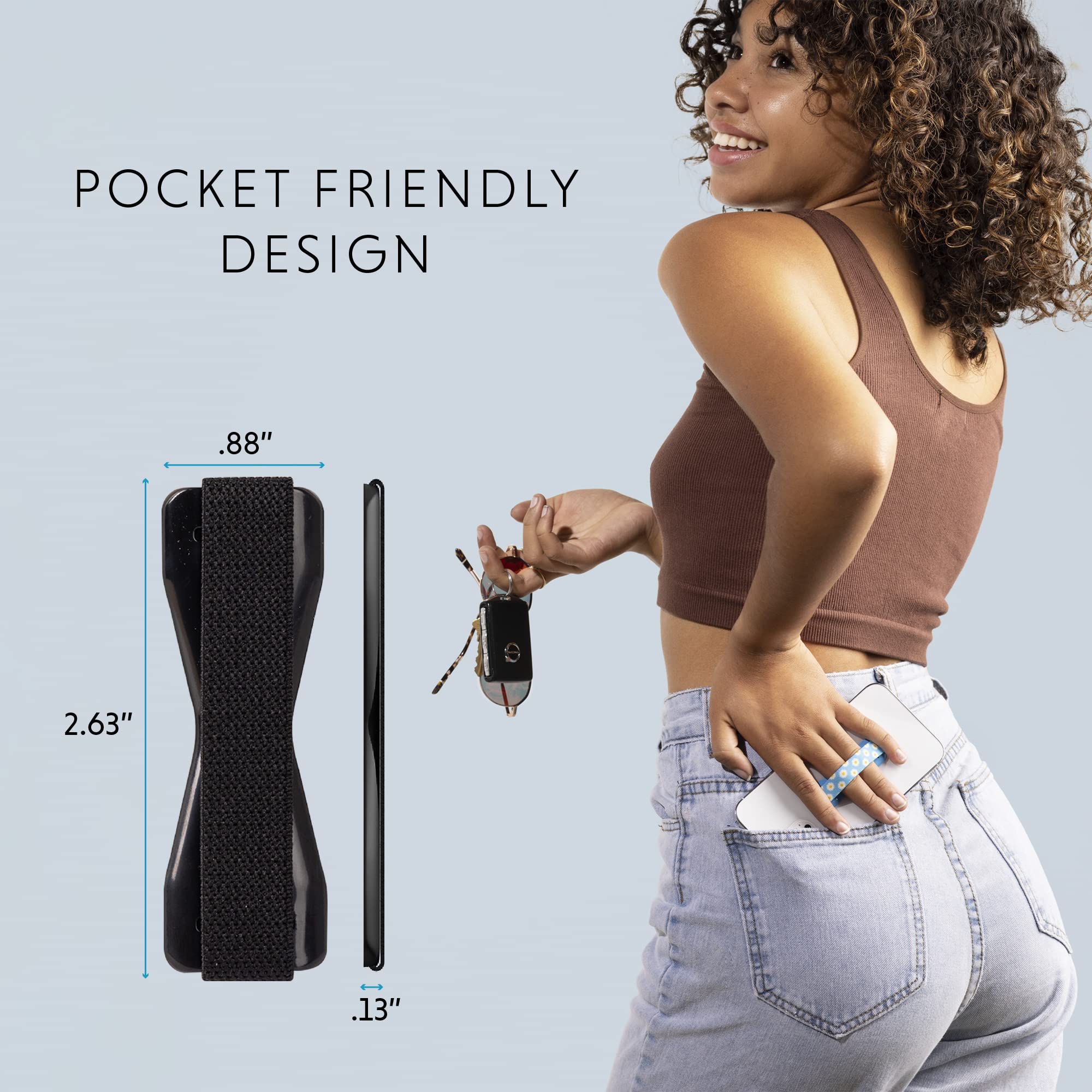 Lovehandle Phone Grip For Most Smartphones And Mini Tablets, Black Elastic Strap With Black Base, Lh 01Black