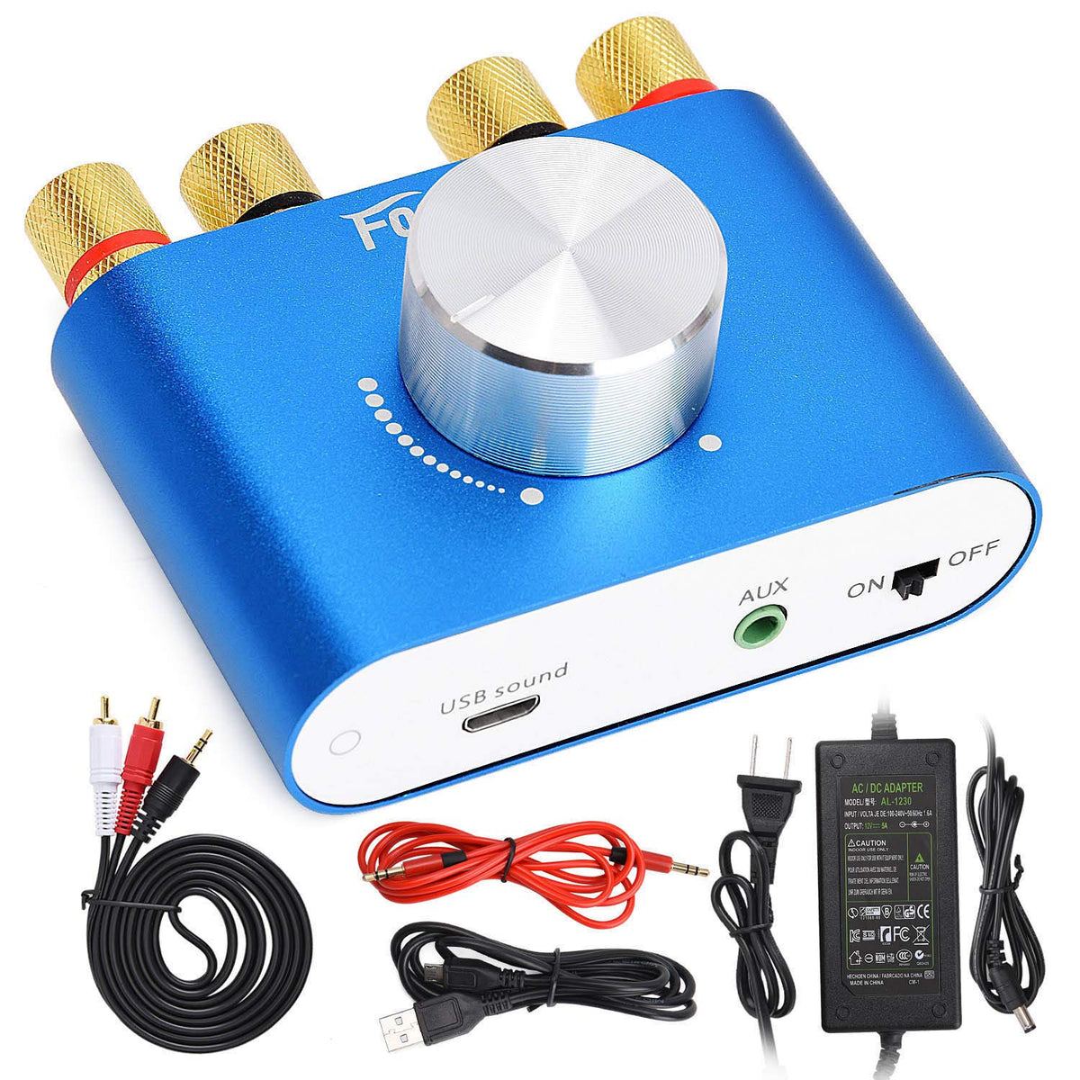 Facmogu F900S 2 Ch Bluetooth Amplifier 160W With Power Supply Adapter Dc 12V 5A, 80W + 80W Bt 5.0 Mini Wireless Audio Power Amp
