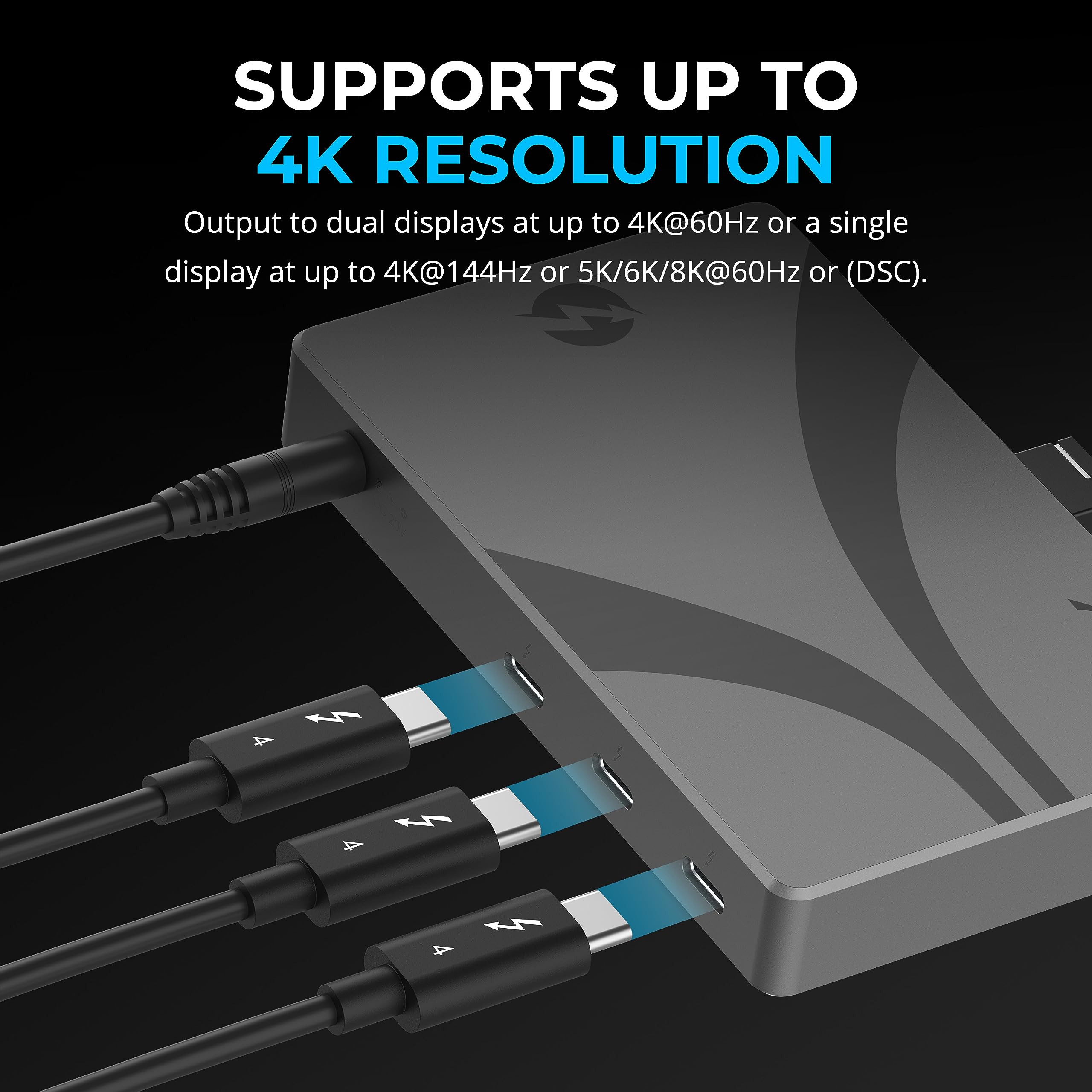 Sabrent Thunderbolt 4 Hub With 60W Charging For Laptops, Usb C Dock, Supports 2X 4K 60Hz Monitors Or 1X 4K 144Hz, 5K/6K/8K@60Hz