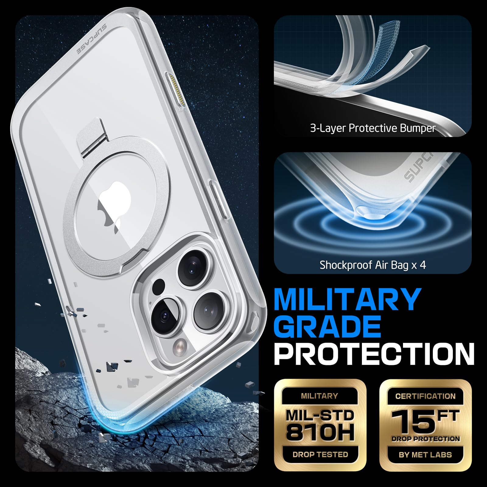 Supcase For Iphone 16 Pro Case With Camera Control Capture Button (Unicorn Beetle Mag Stand), [Compatible With Magsafe] Slim Cle