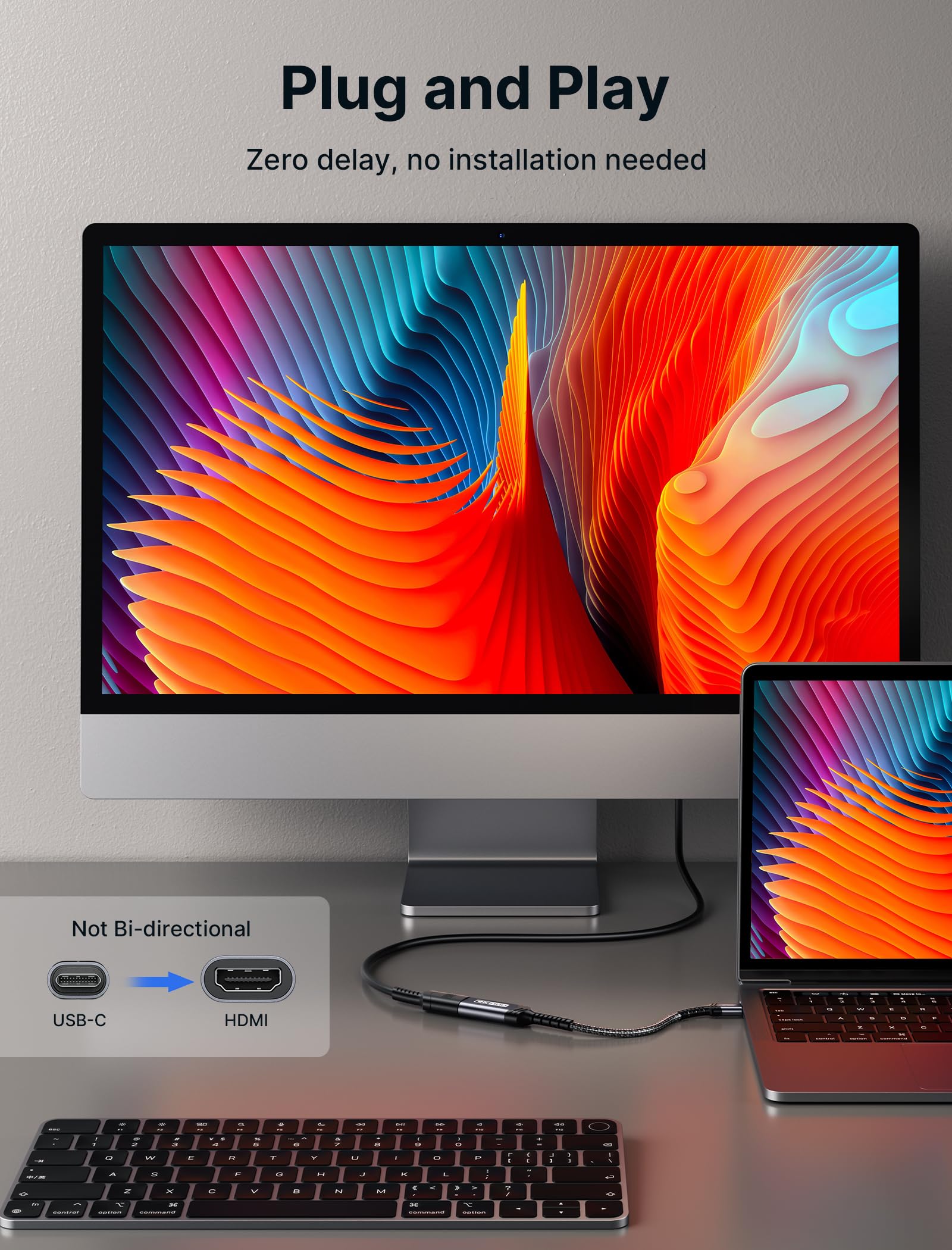 Jsaux Usb C To Hdmi Adapter, 4K Usb Type C To Hdmi Female Adapter [Thunderbolt 3 Compatible] For Iphone 15 Pro, Macbook Pro/Air,