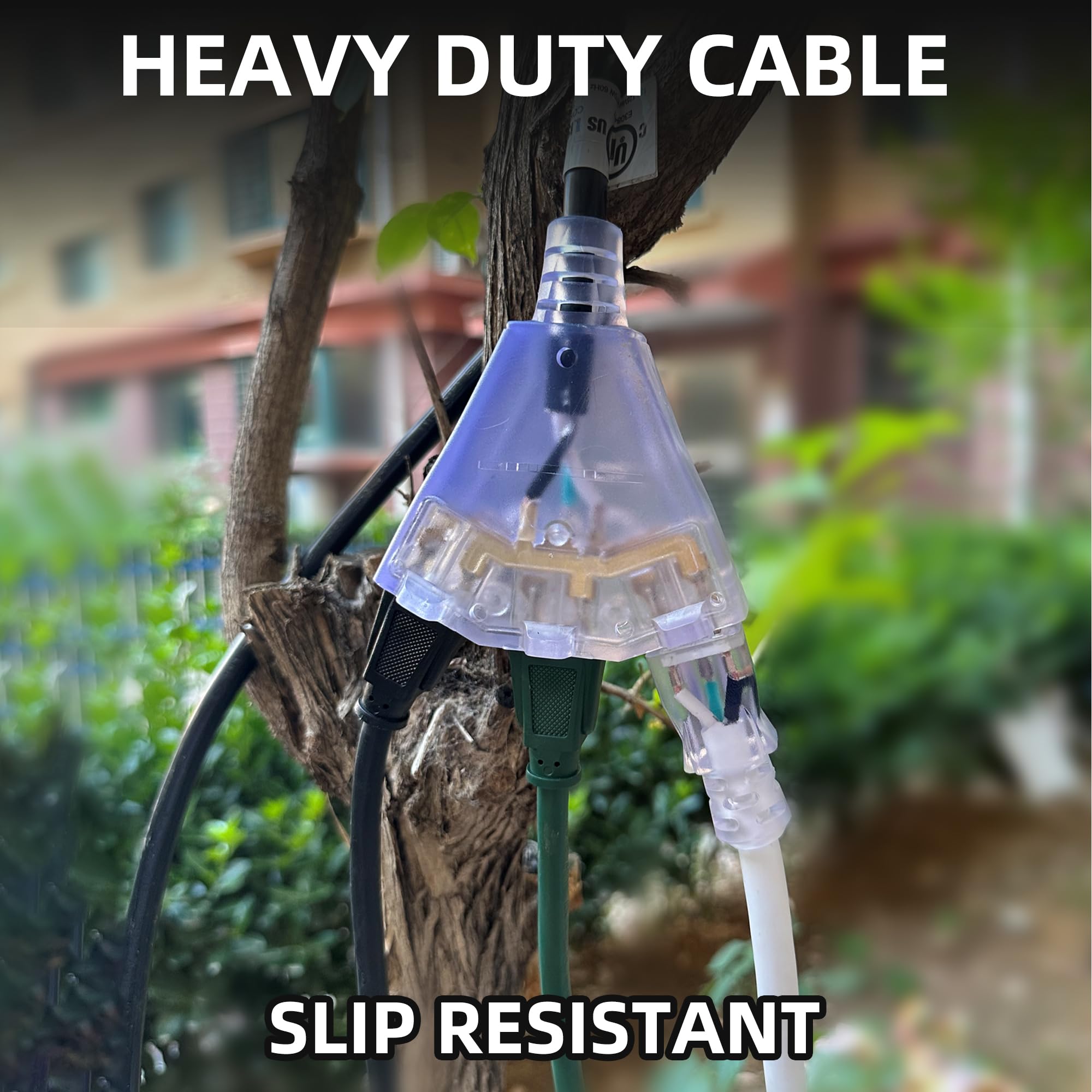 Yojoe 3 Outlets Indoor Outdoor Extension Cord With Lighted End, 3 Prong 15A Weatherproof Power Cord, 12 Gauge Heavy Duty 40 Ft Y