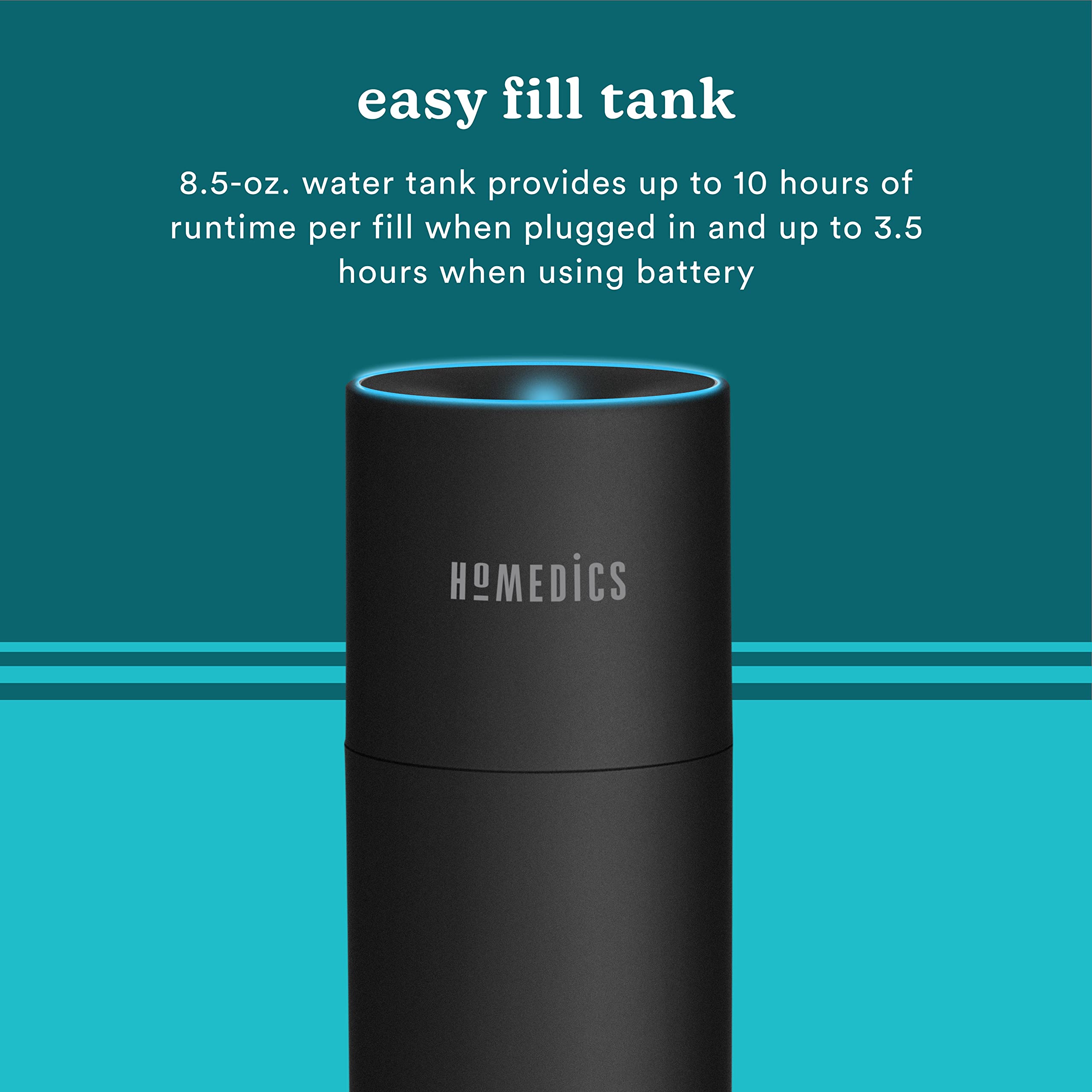 Homedics Portable Humidifier   Small Air Humidifiers For Bedroom, Plants, Office, Travel   Cool Mist Humidifiers, Color Changing