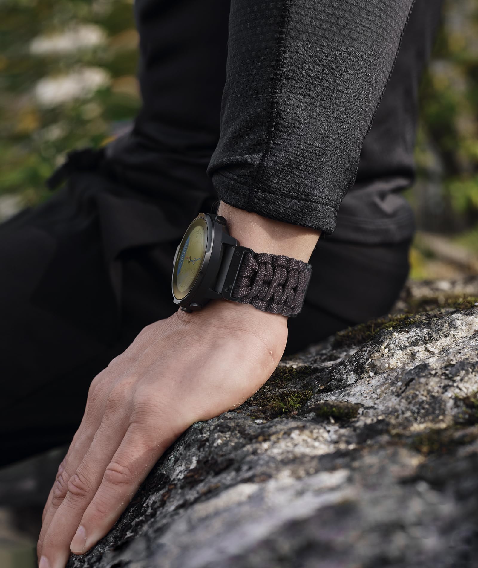 Binlun Compatible With Garmin Watch Band 22Mm 550 Paracord Rugged Military Braided Nylon Watch Strap Design For Garmin Fenix Pou