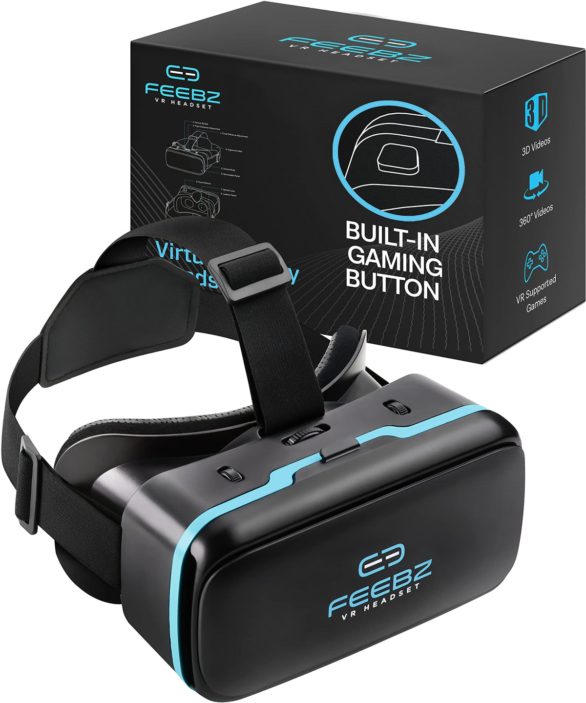 Vr Headset Compatible With Iphone & Android   With Built In Action Button  Virtual Reality Goggles For 47A 65A Cell Phone   Best