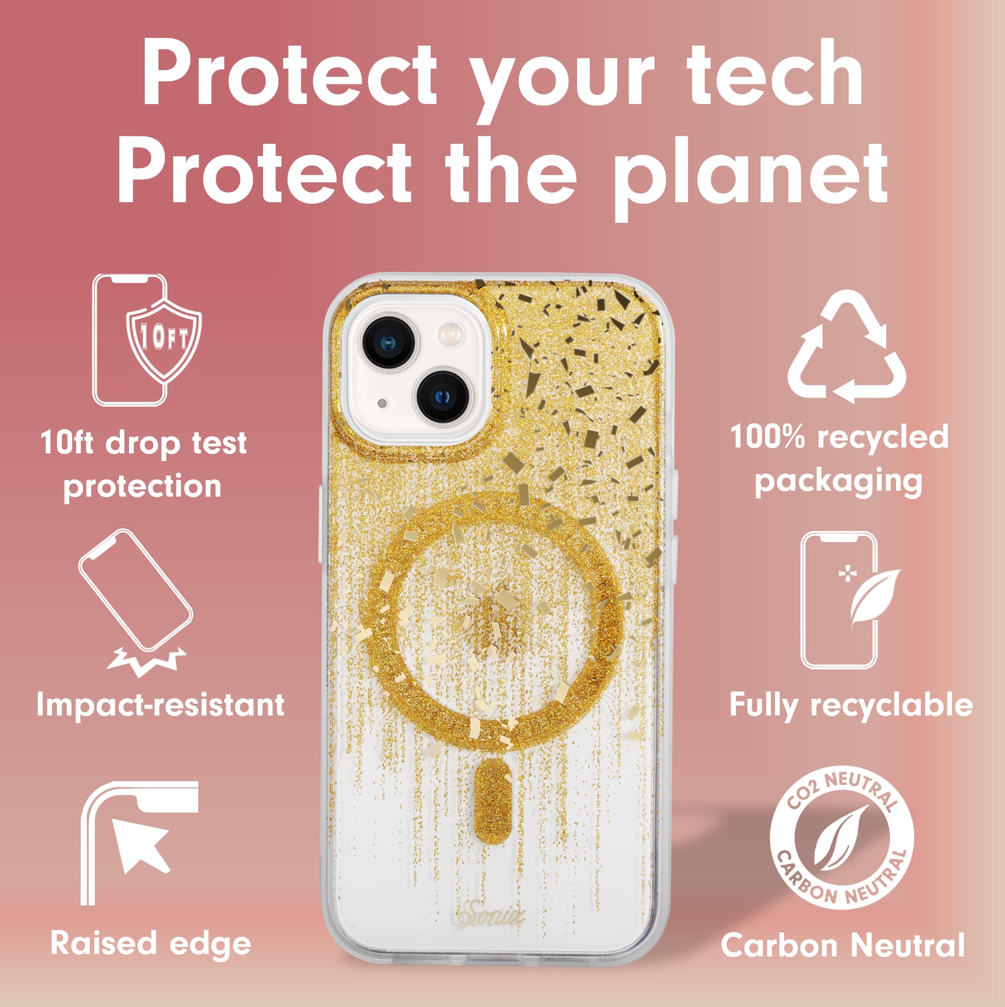 Sonix Case For Iphone 15, 14, 13 | Compatible With Magsafe | 10Ft Drop Tested | Drippin' Gold