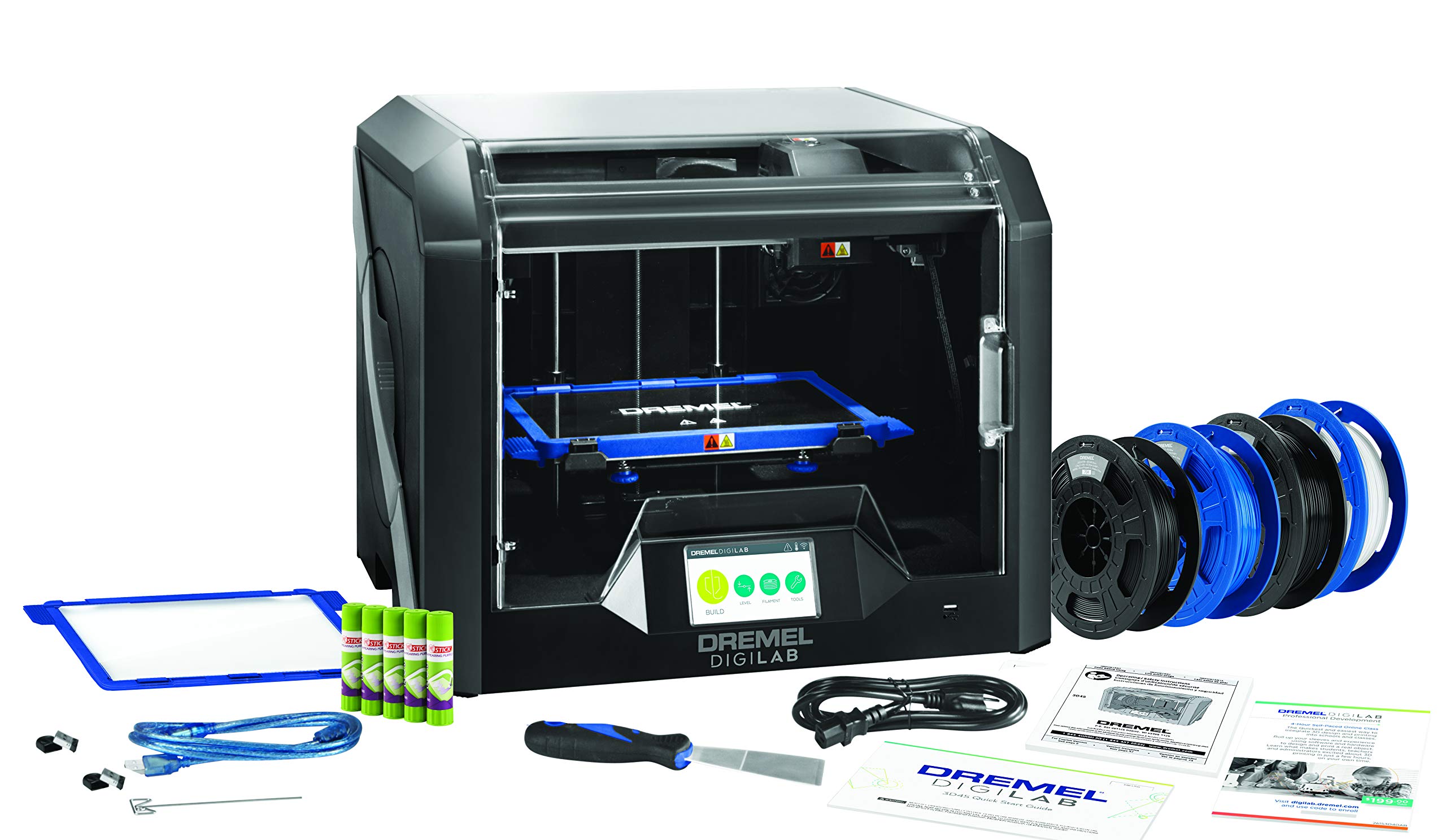 Dremel - 3D45-EDU DigiLab 3D45 Award Winning 3D Printer w/extra supplies, 30 Lesson plans, PC & MAC OS, Chromebook, iPad Compati