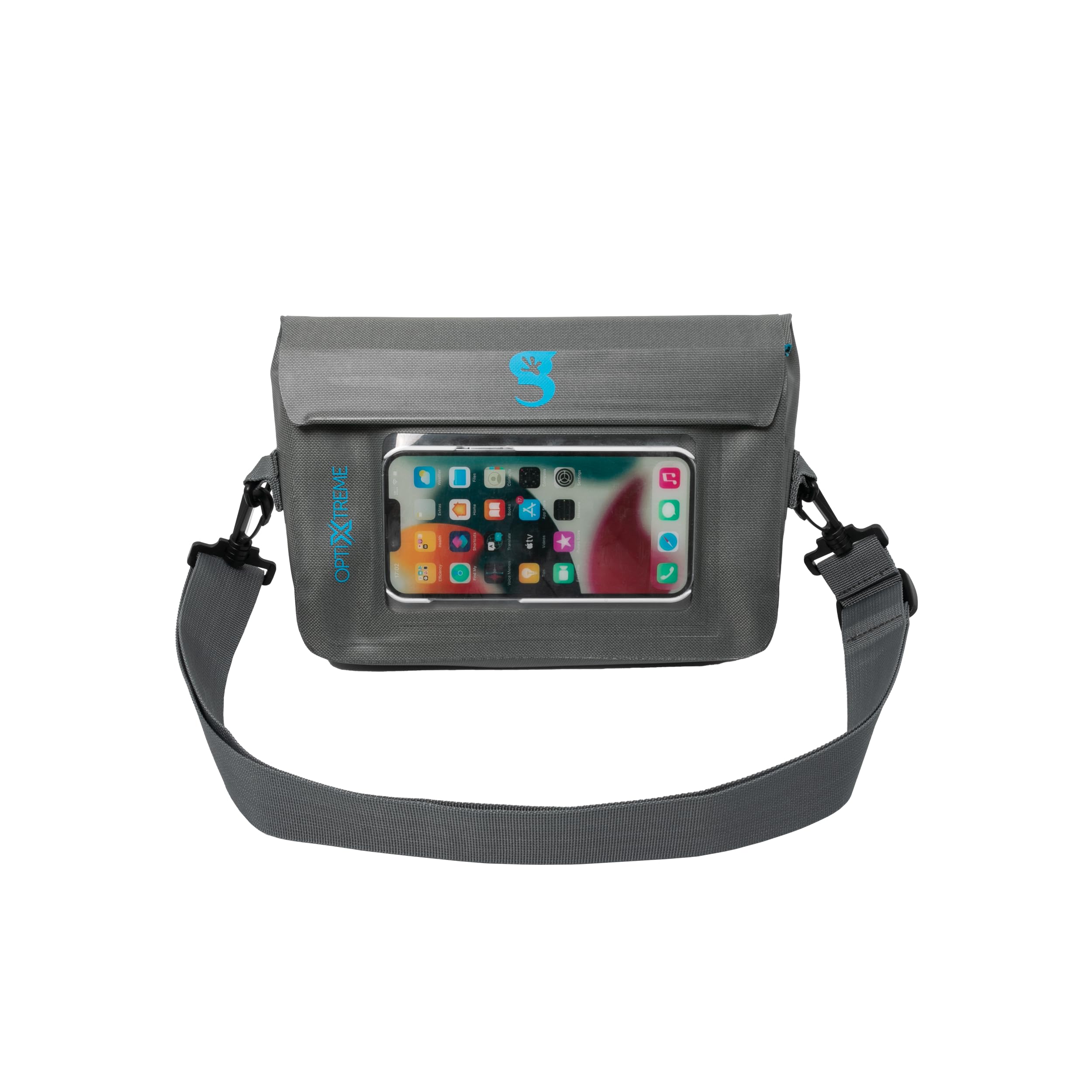 Geckobrands Optixtreme Waterproof Phone Tote, Grey/Neon Blue   Fits Most Iphones And Androids