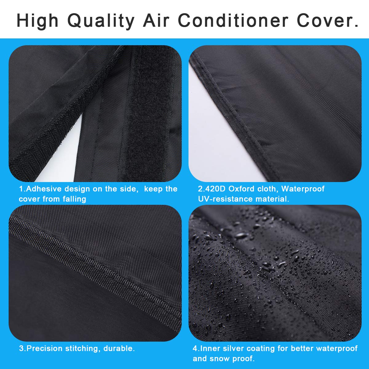 Luxiv Central Air Conditioner Covers, Air Conditioner Cover For Outside Units 24W X 24D X 30H Black Dust Proof Waterproof Ac Cov
