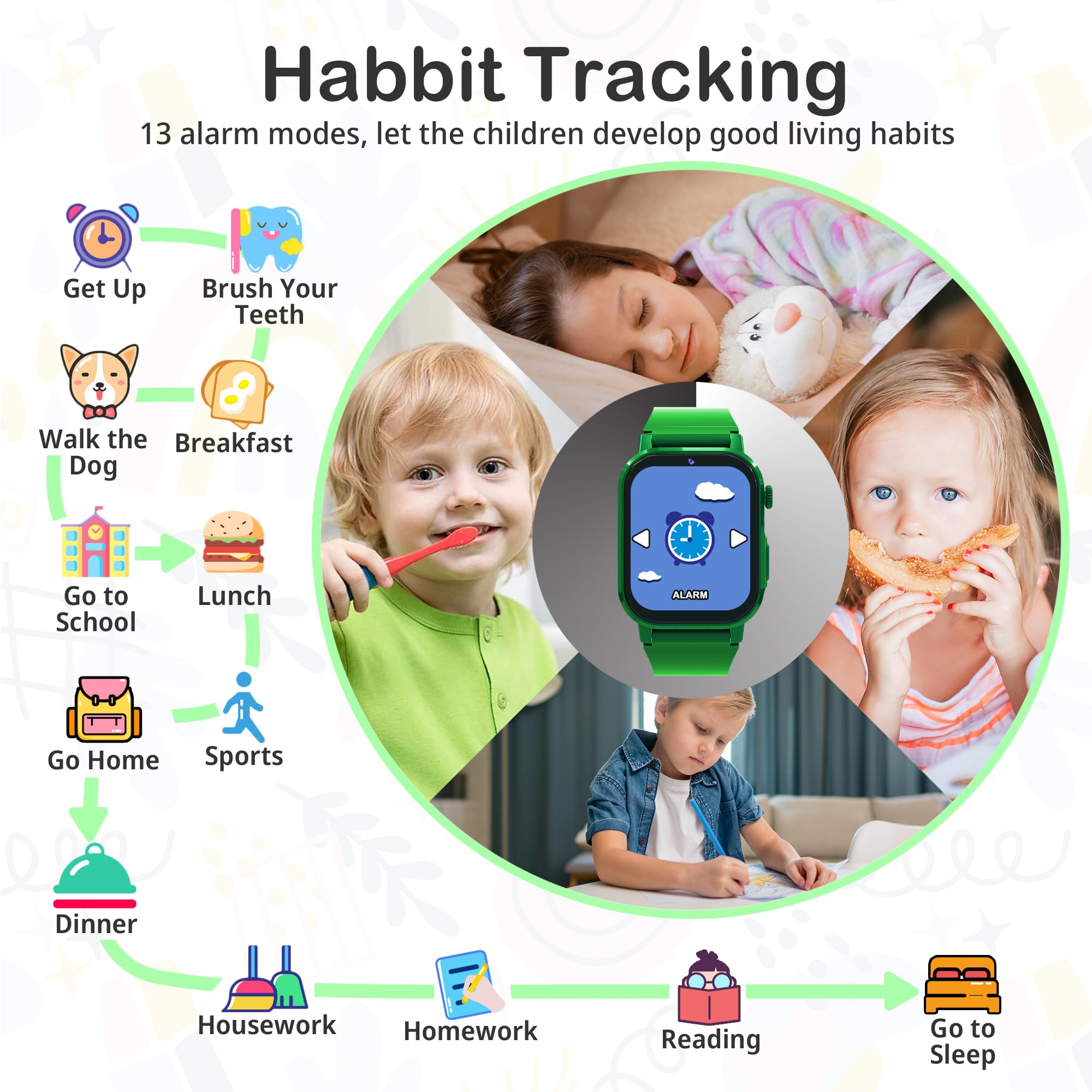 Kids Smart Watch Boys And Girls Toys For Age 5-12, 32 Puzzle Games Hd Touch Screen Video Music Player Alarm Learning Cards Audio