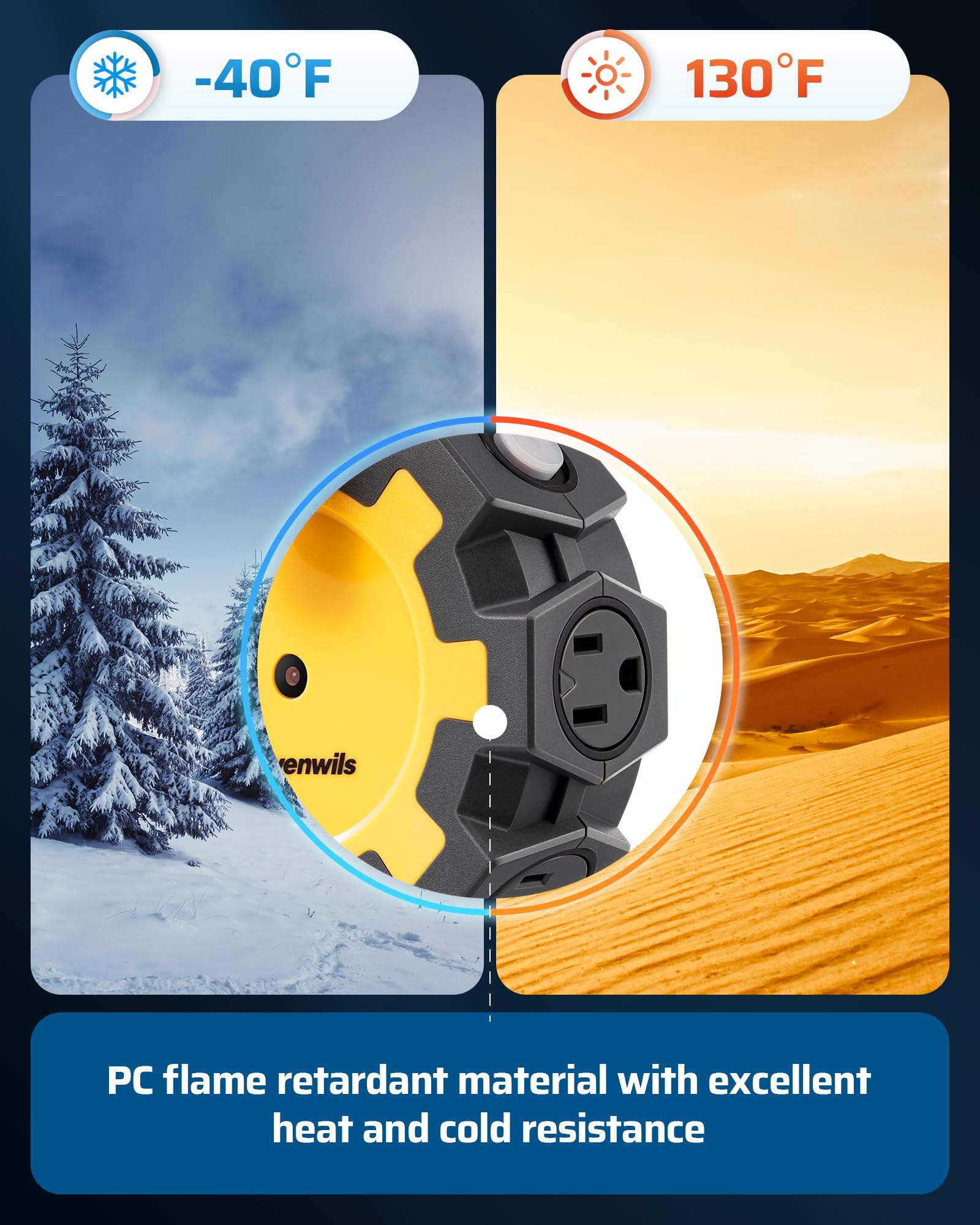 Dewenwils Heavy Duty 6 Outlet Power Hub With Swivel Safety Covers, Outdoor Extension Cord Adapter, Resettable 15A Circuit Breake