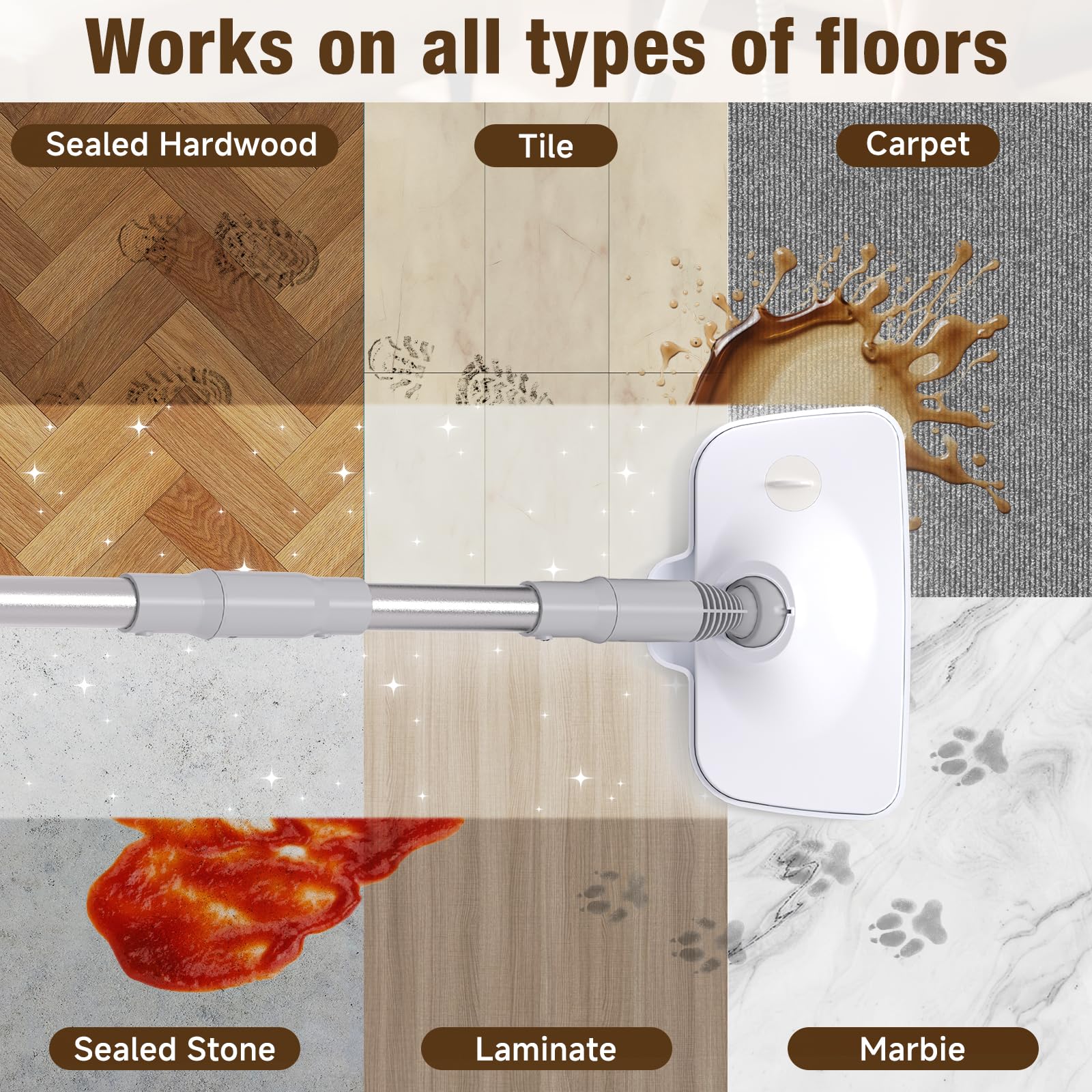 Steam Mop, 13-In-1 Powerful Handheld Steam Cleaner With 13 Accessories, 500Ml Removable Tank, 23Ft Power Cable, Detachable Steam